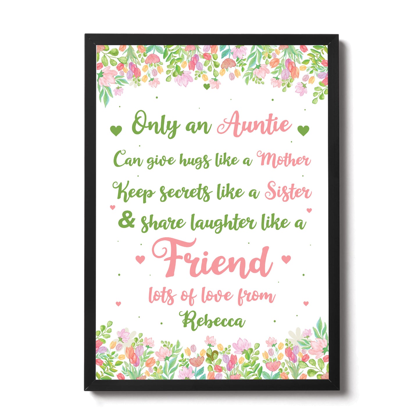 Auntie Poem Print Christmas Birthday Gift Auntie Personalised