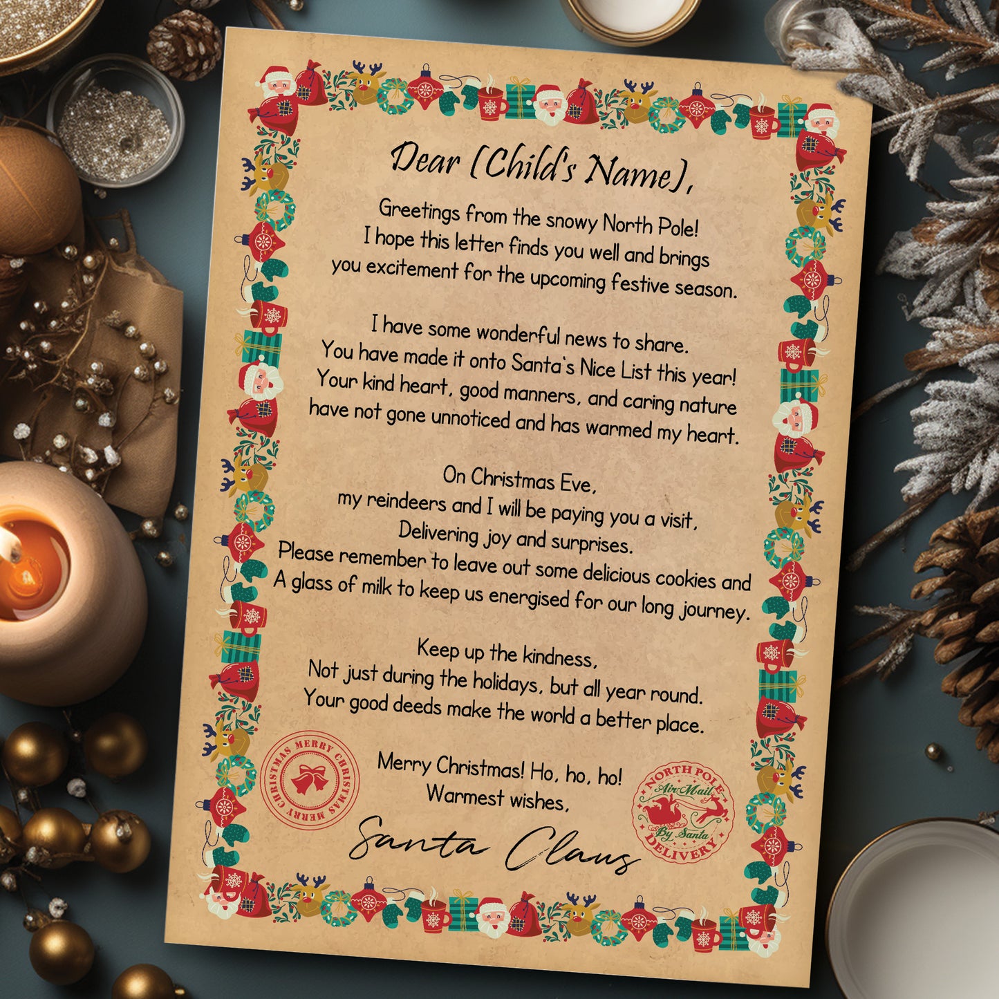 Christmas Eve Box Filler Personalised Letter From Santa Daughter