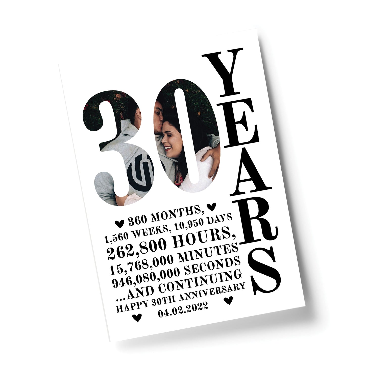 30th Anniversary Gift Print Personalised Photo Husband Wife
