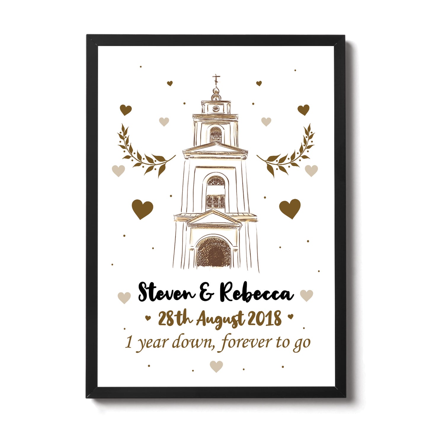 1st 2nd 10th Wedding Anniversary Gift For Husband Wife Framed