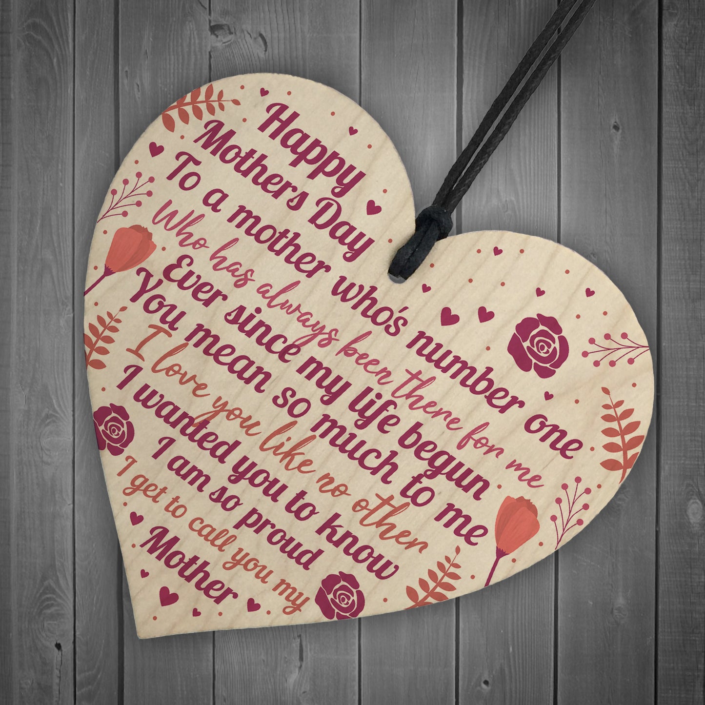 Mothers Day Gift For Mum Wood Heart Keepsake Love Thank You