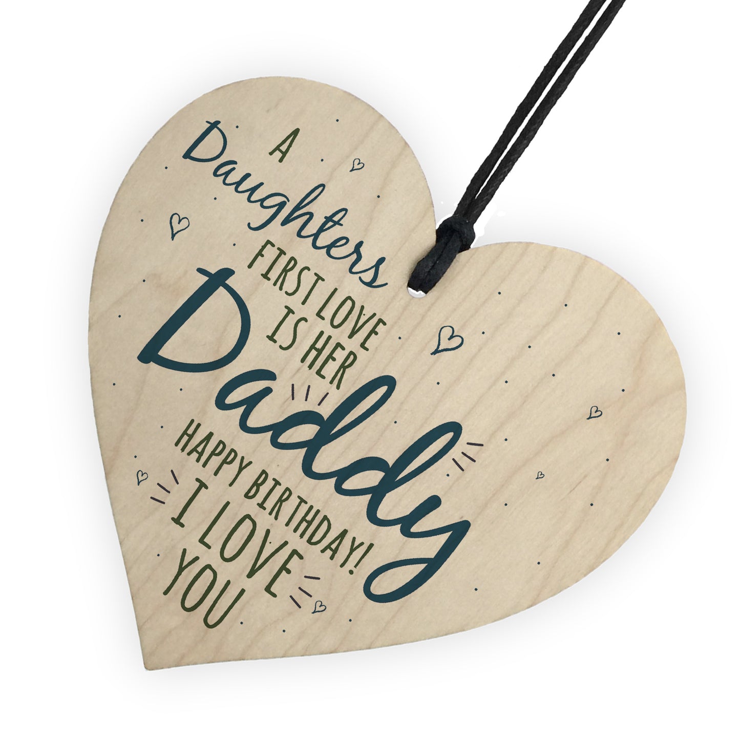 Love Daddy Dad Wooden Heart Happy Birthday Card Gift Son Baby