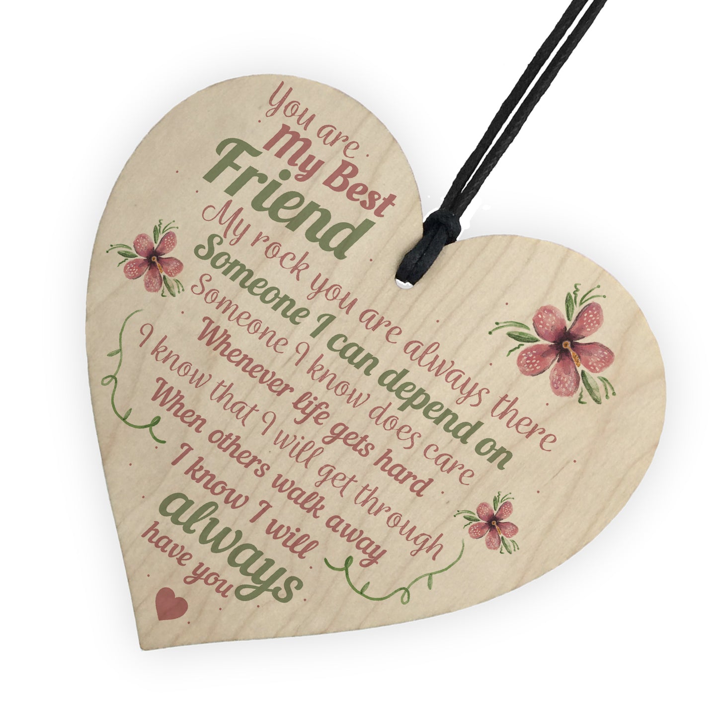 Best Friend Friends Plaque Wooden Heart Birthday Thank You Mum