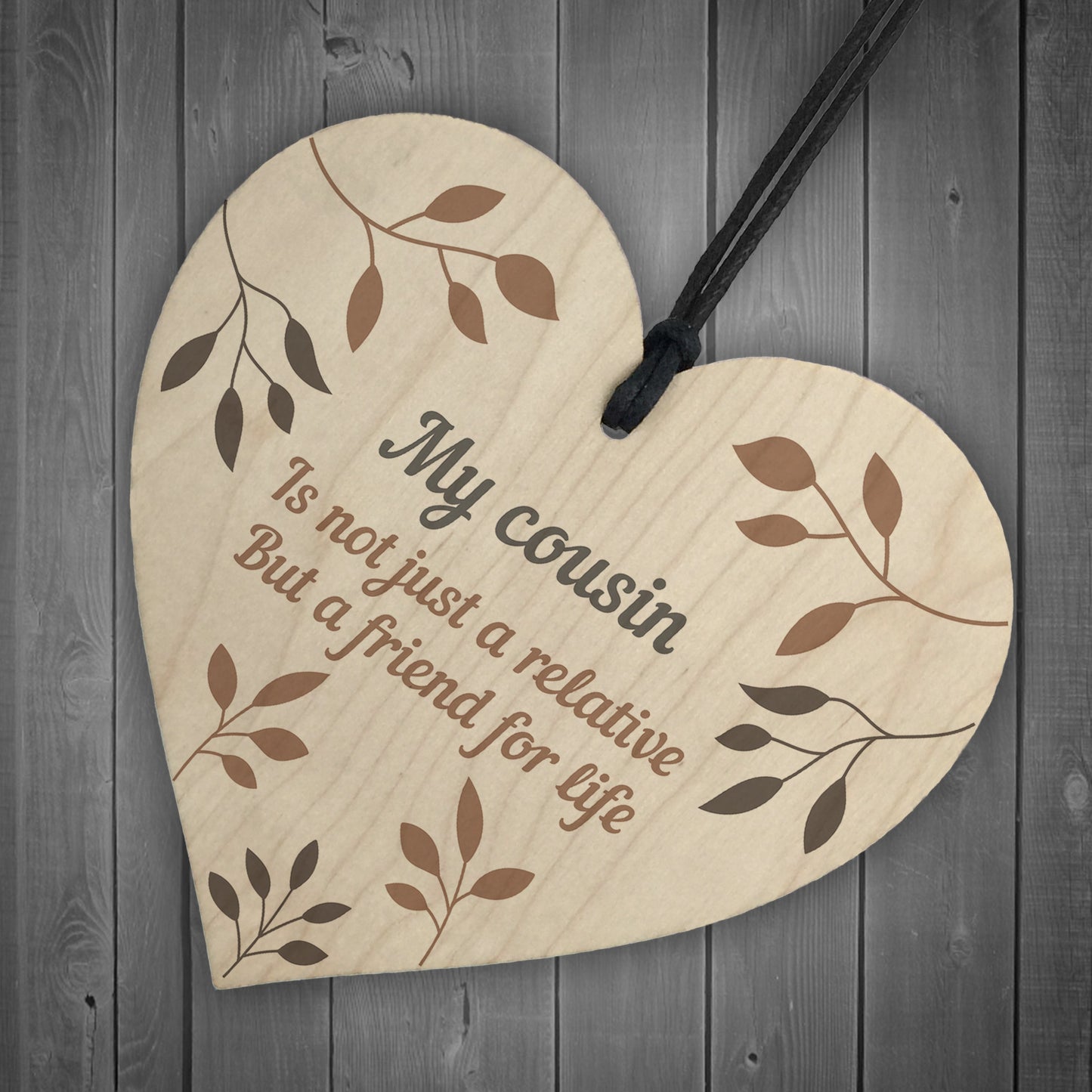 Birthday Christmas Gift For COUSIN Wood Heart Thank You Gift