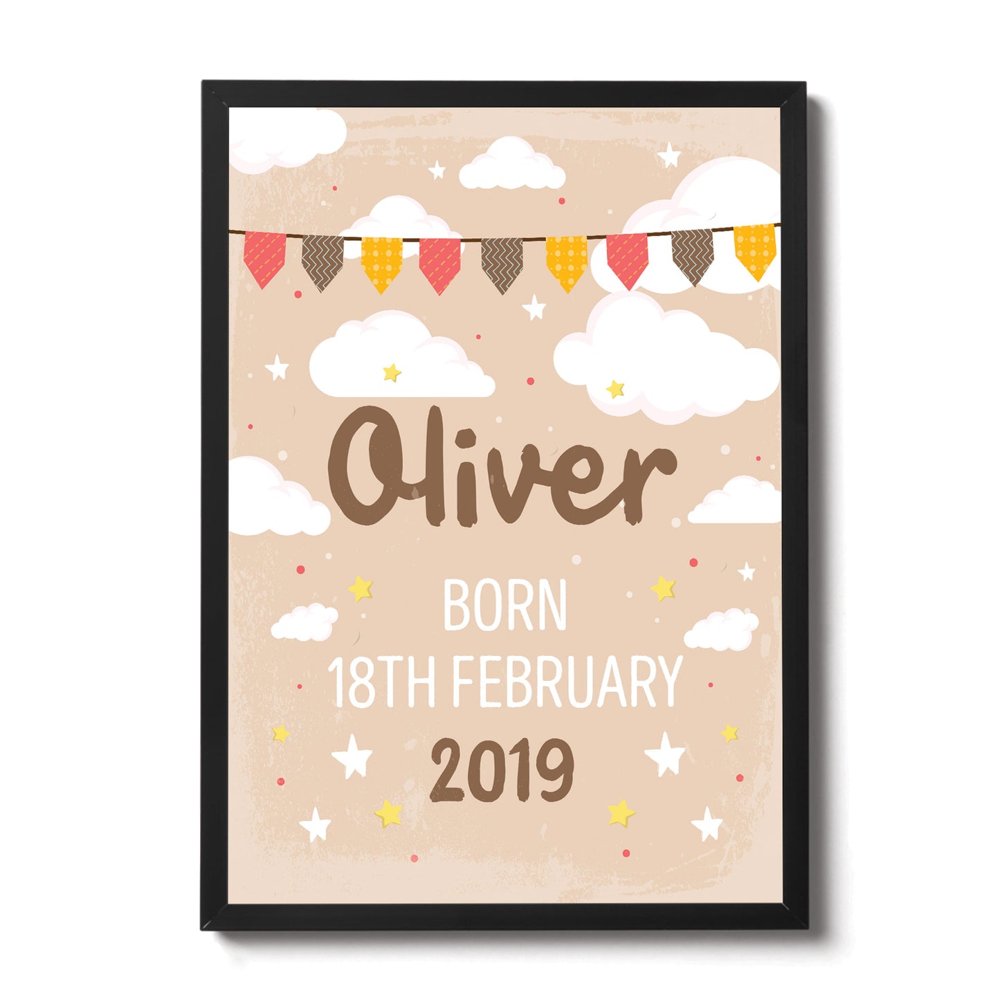 NEW BABY Gift Birth Details Print Framed Baby Girl Baby Boy Gift