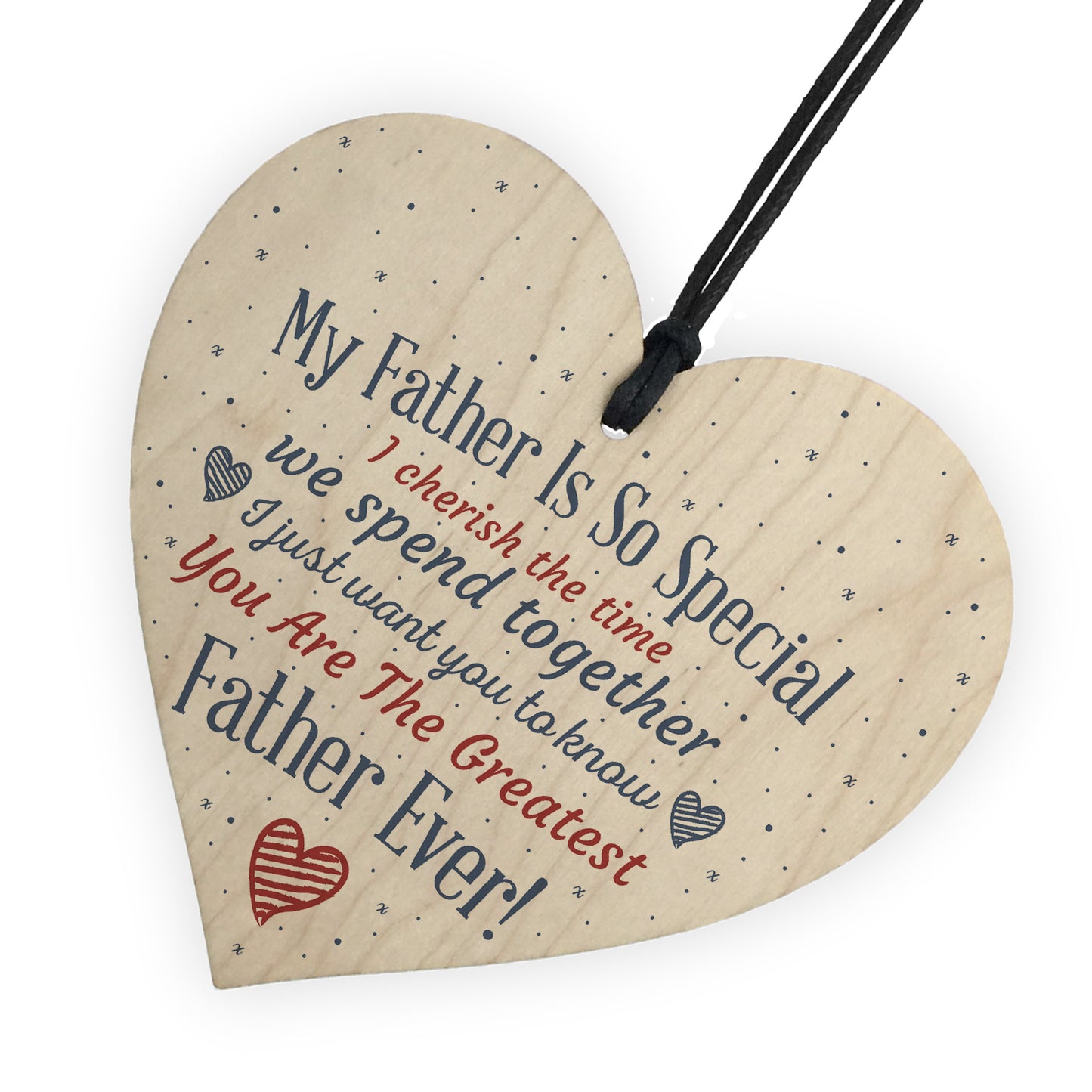 Special Father Wooden Heart FATHERS DAY Gift For Him Thank You