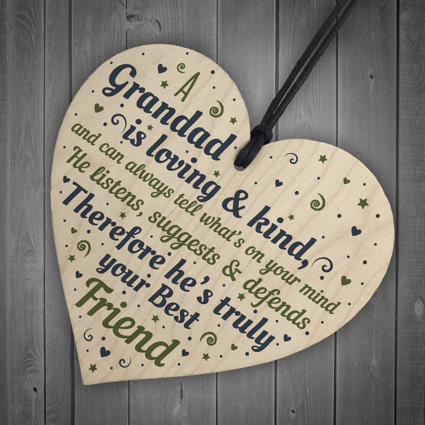 Grandad Christmas Birthday Gift Wooden Heart Sign Gift Keepsake