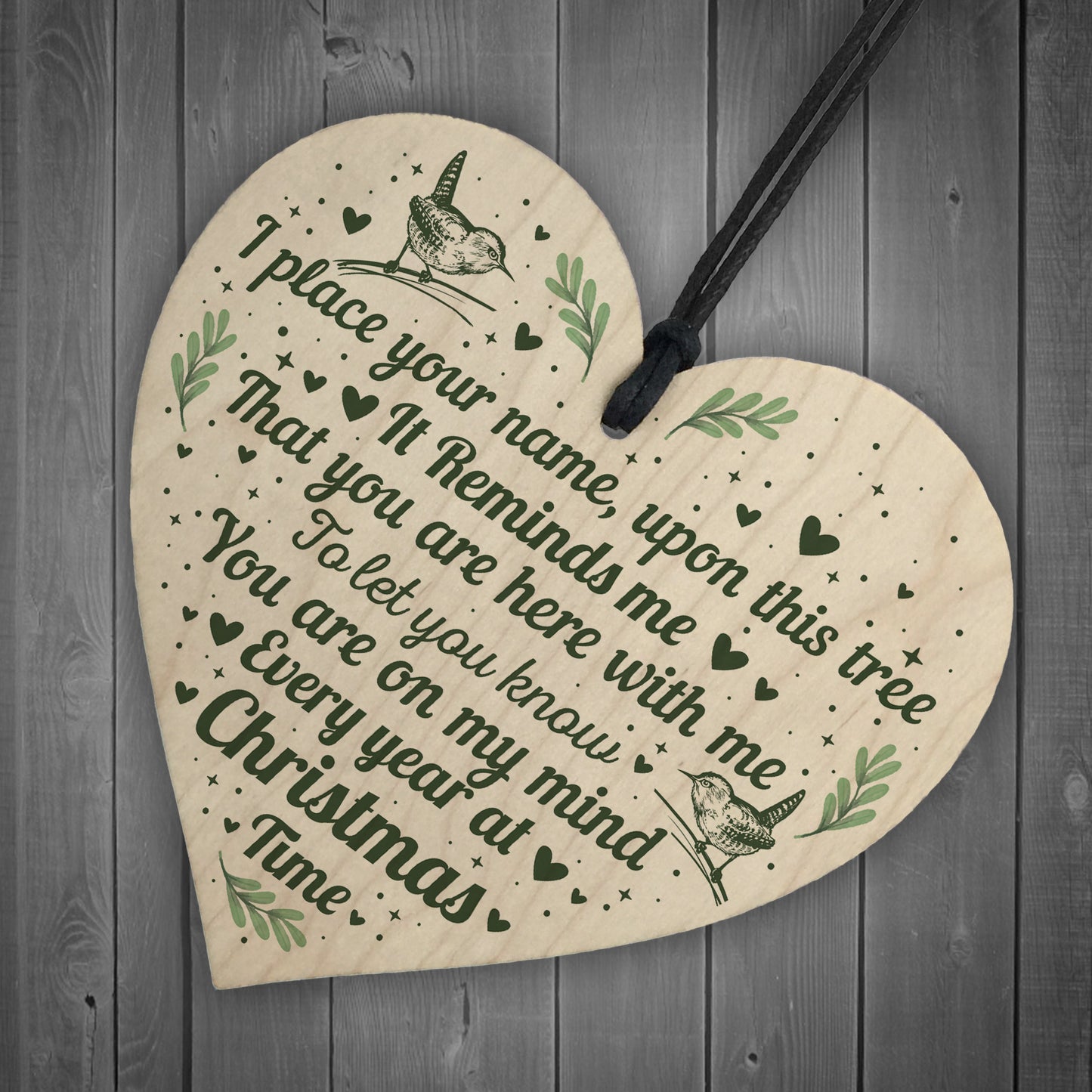 Christmas Time Memorial Bauble Tree Decoration Wooden Chic Gifts