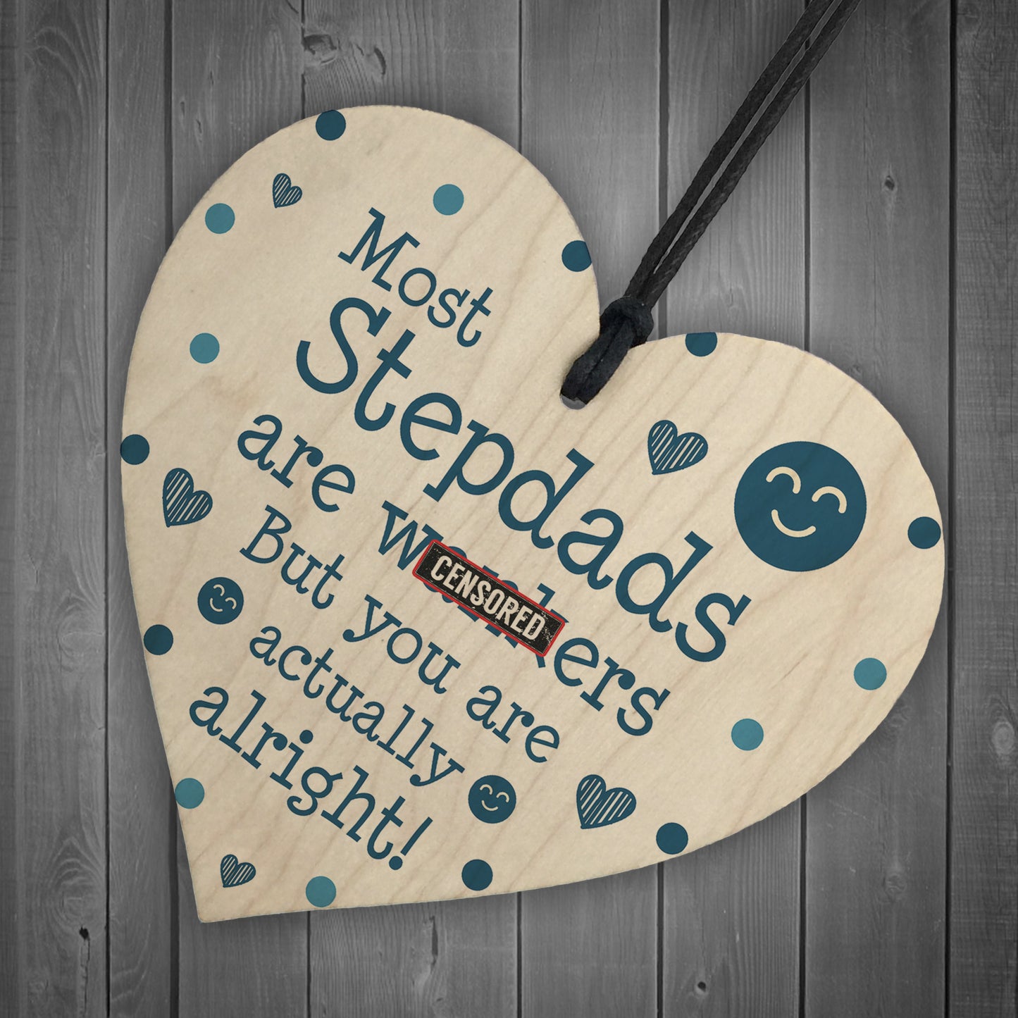 Joke Stepdad Gift Wood Heart Fathers Day Birthday Gift Funny
