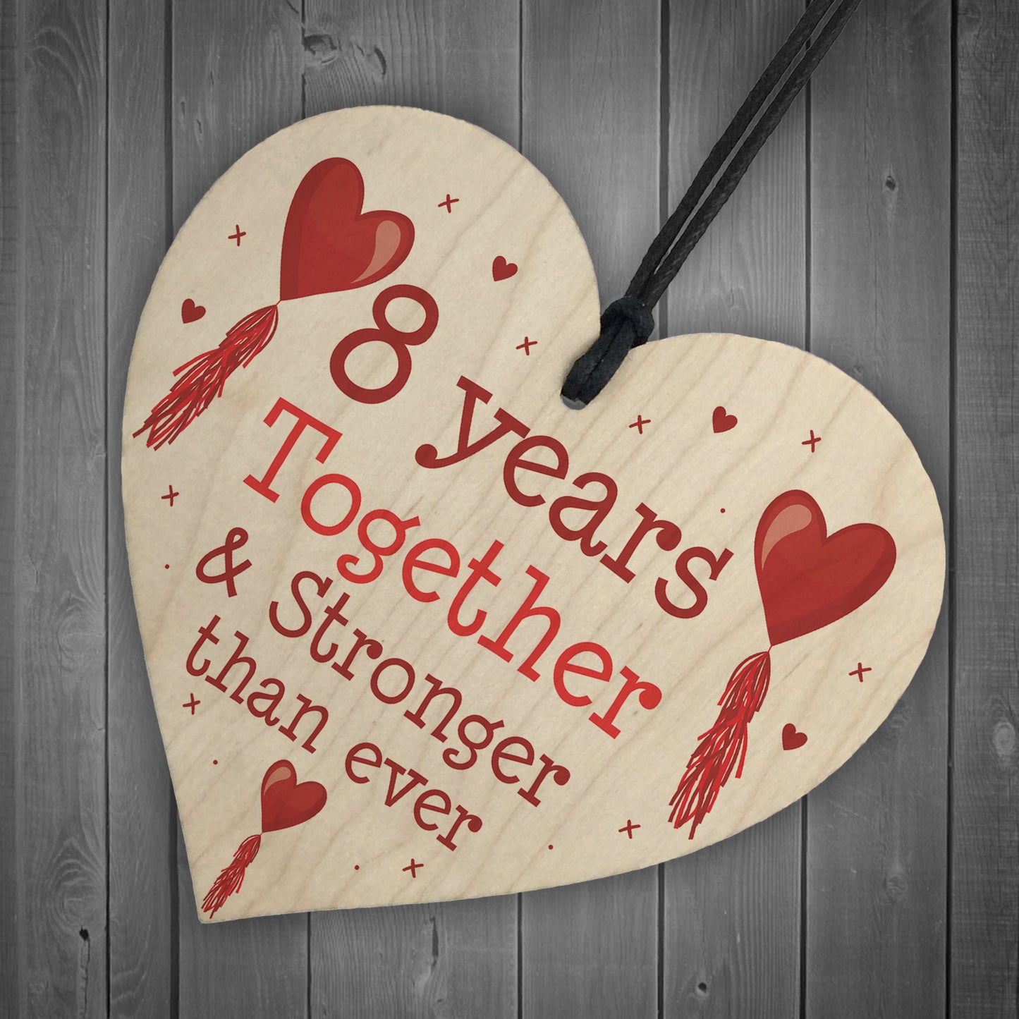 8th Anniversary Gift Wood Heart Perfect Gift For Husband Wife