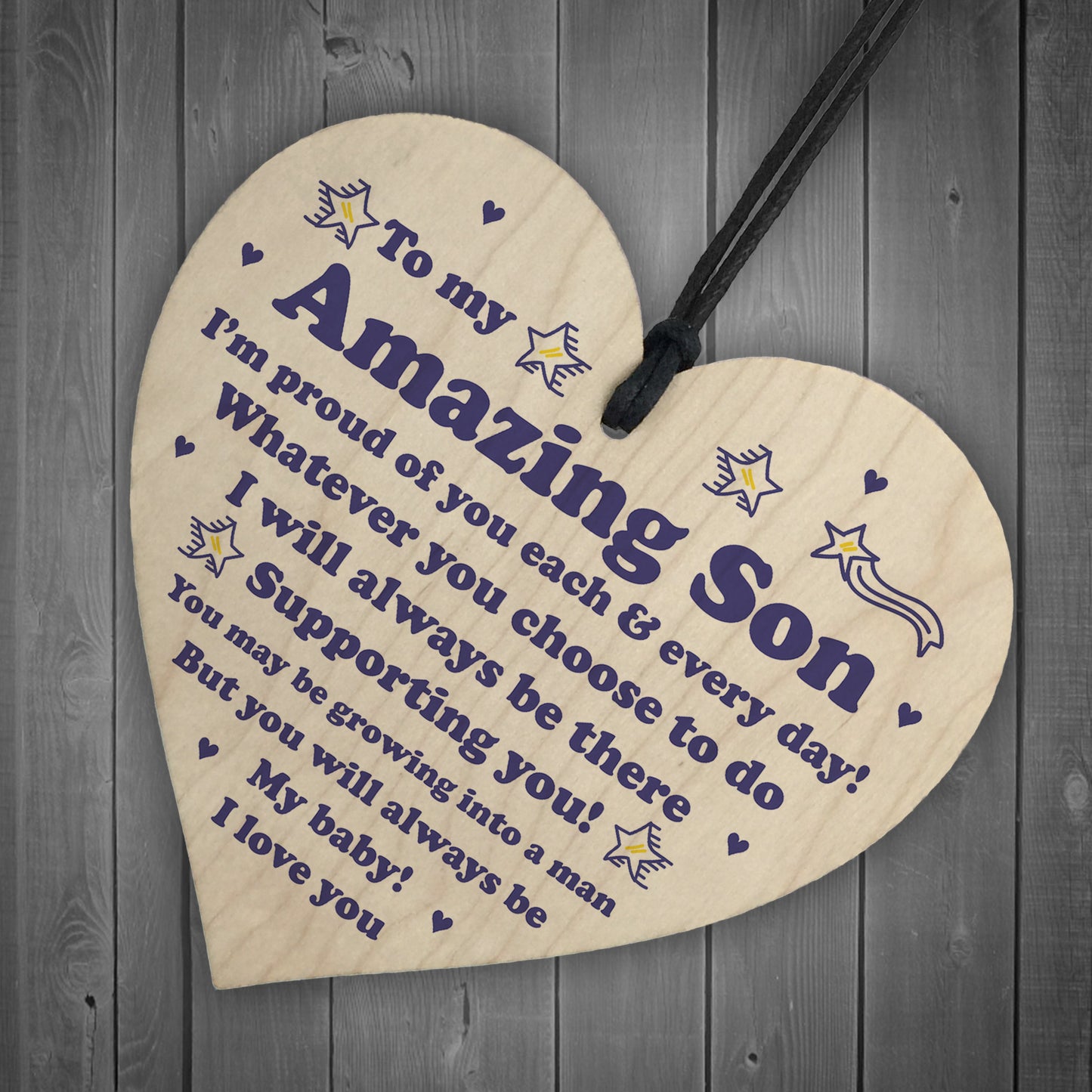 Gift For Son For Birthday Wood Heart 16th 18th 21st Birthday