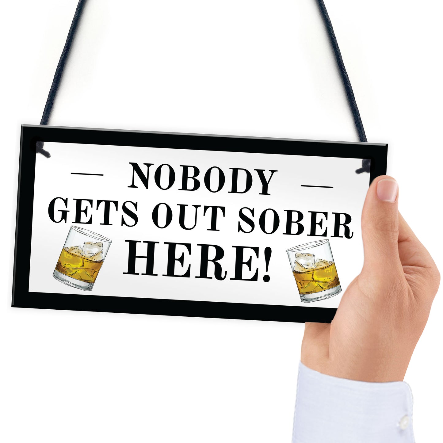 Funny Home Bar Sign Nobody Gets Out Sober Plaque Pub Garden