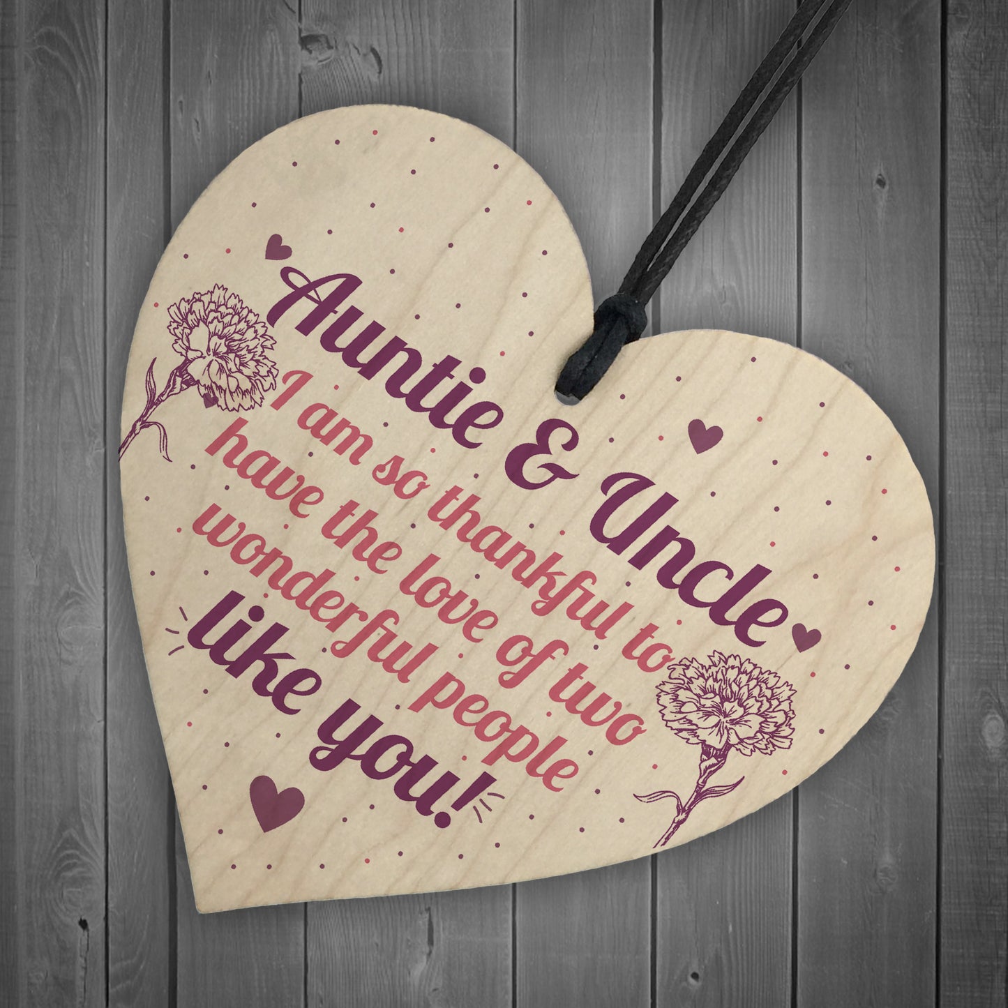 Auntie Gifts For Uncle Thank You Wooden Heart Plaque Chic Sign