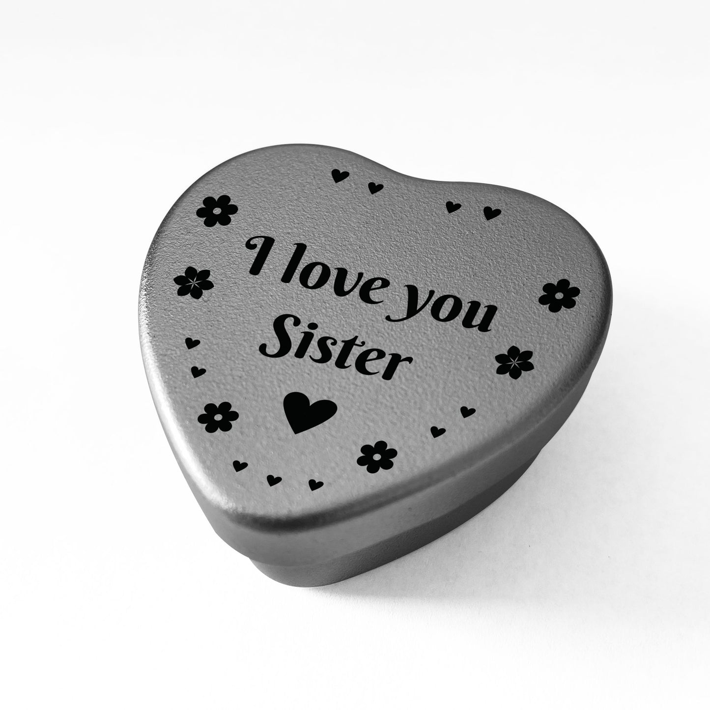 Silver Heart Tin Sister Gift Christmas Birthday Present