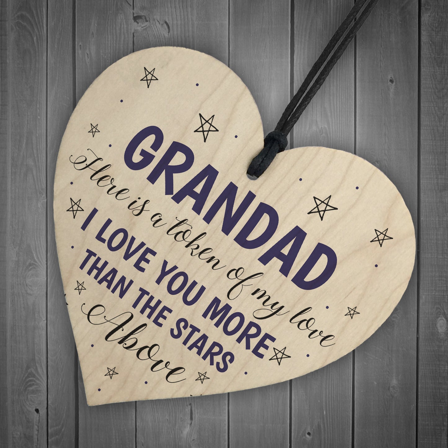Grandad Gift From Grandchildren Wood Heart Novelty Fathers Day