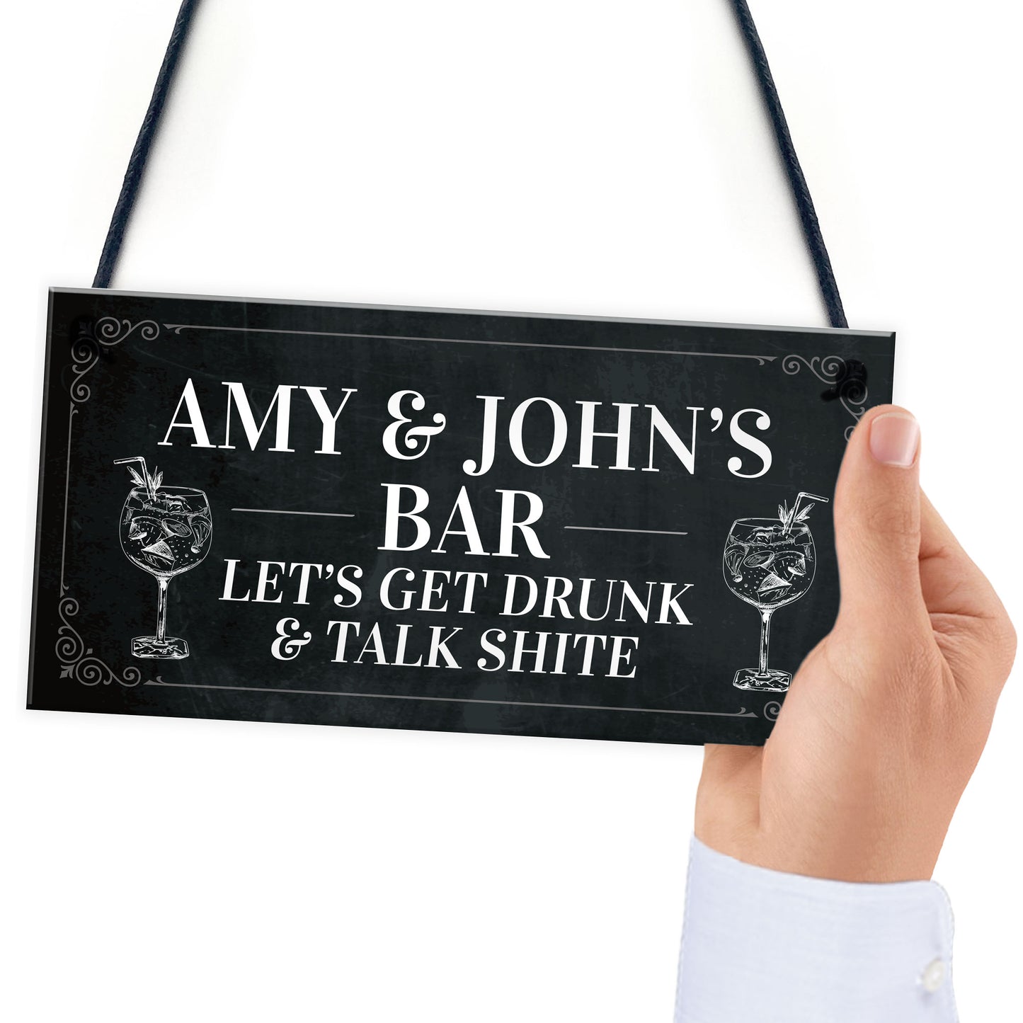 Hanging Home Bar Personalised Plaque Home Decor Man Cave Pub
