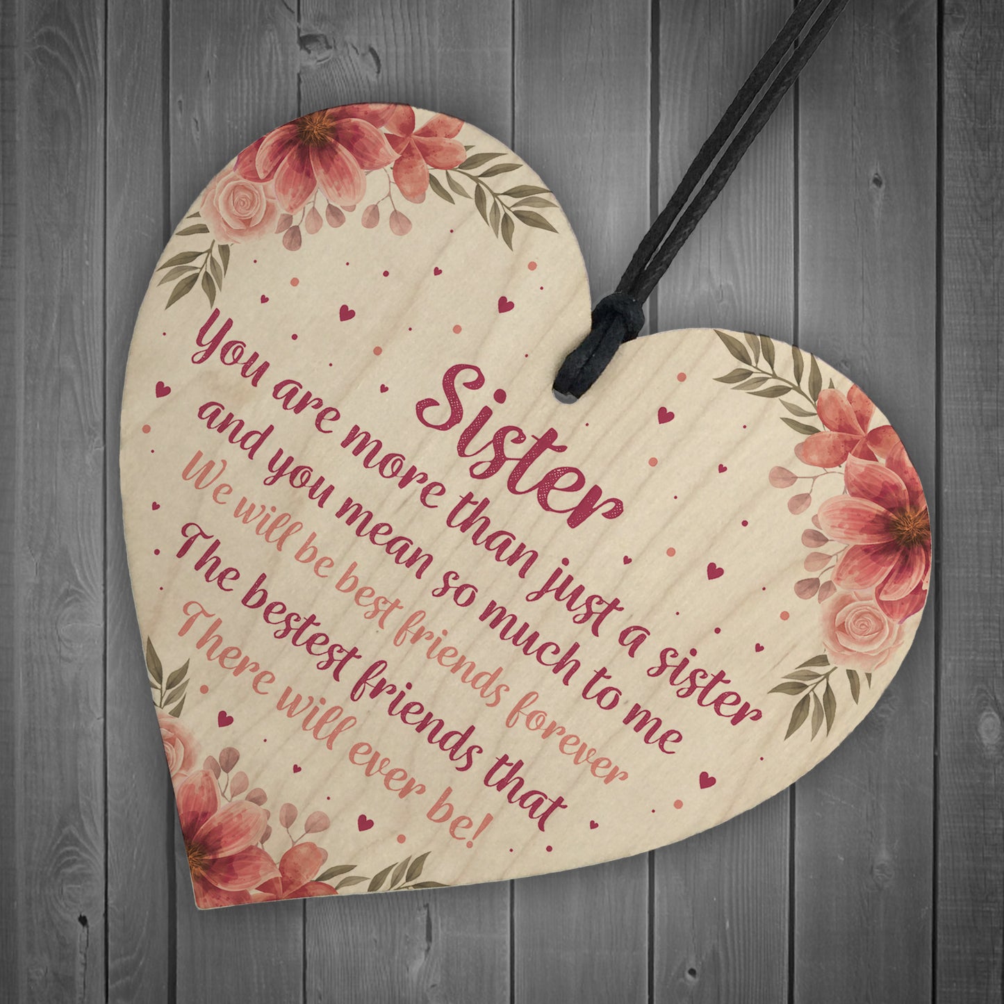 Best Friend Gift Sister Gift Wood Heart Sister Birthday Gift