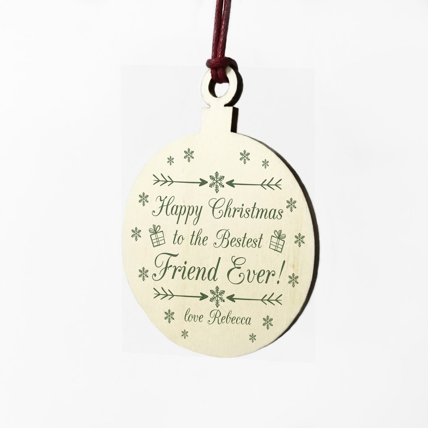 Christmas Gift For Best Friend PERSONALISED Wood Bauble