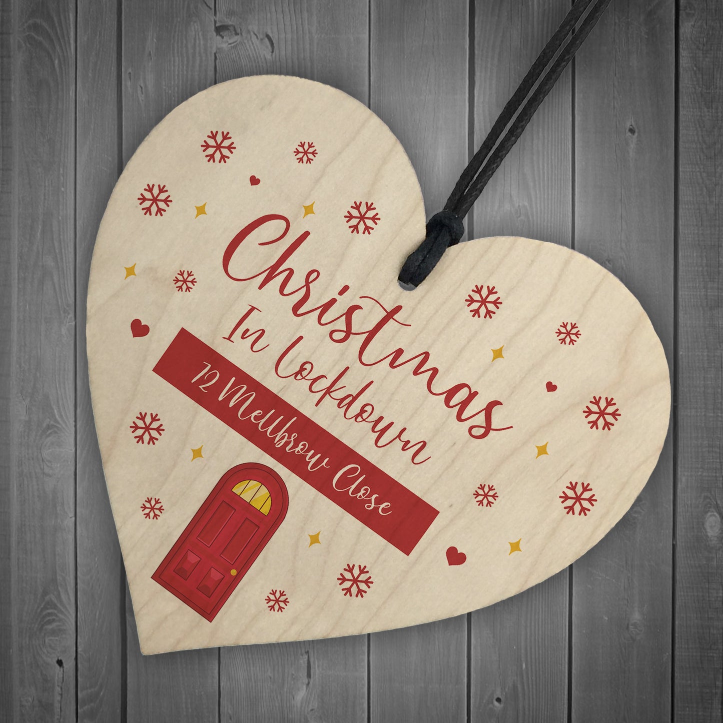 New Home Gift Wood Bauble Christmas Tree Decoration Lockdown