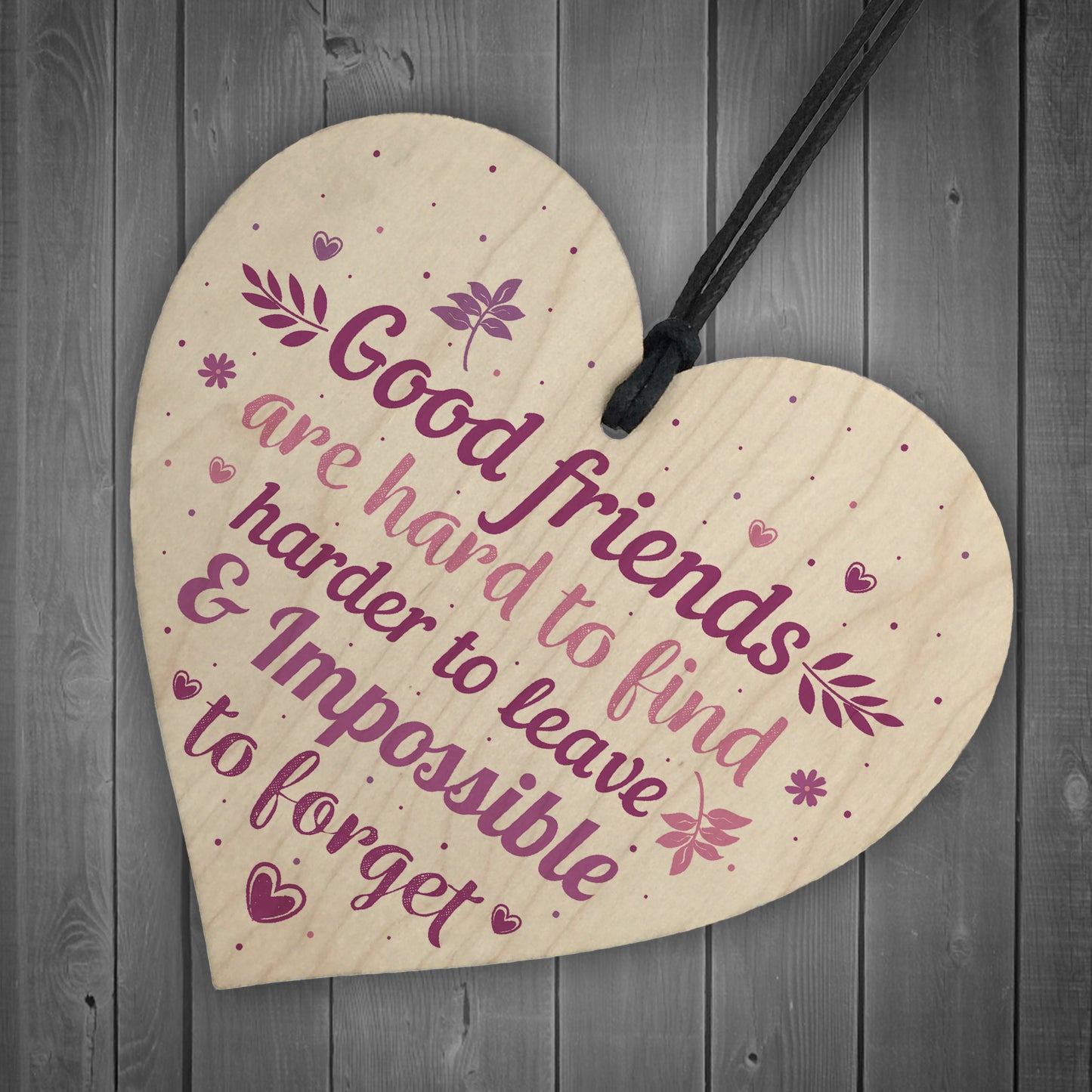 Best Friends Friendship Gift Handmade Wood Heart Plaque Keepsake