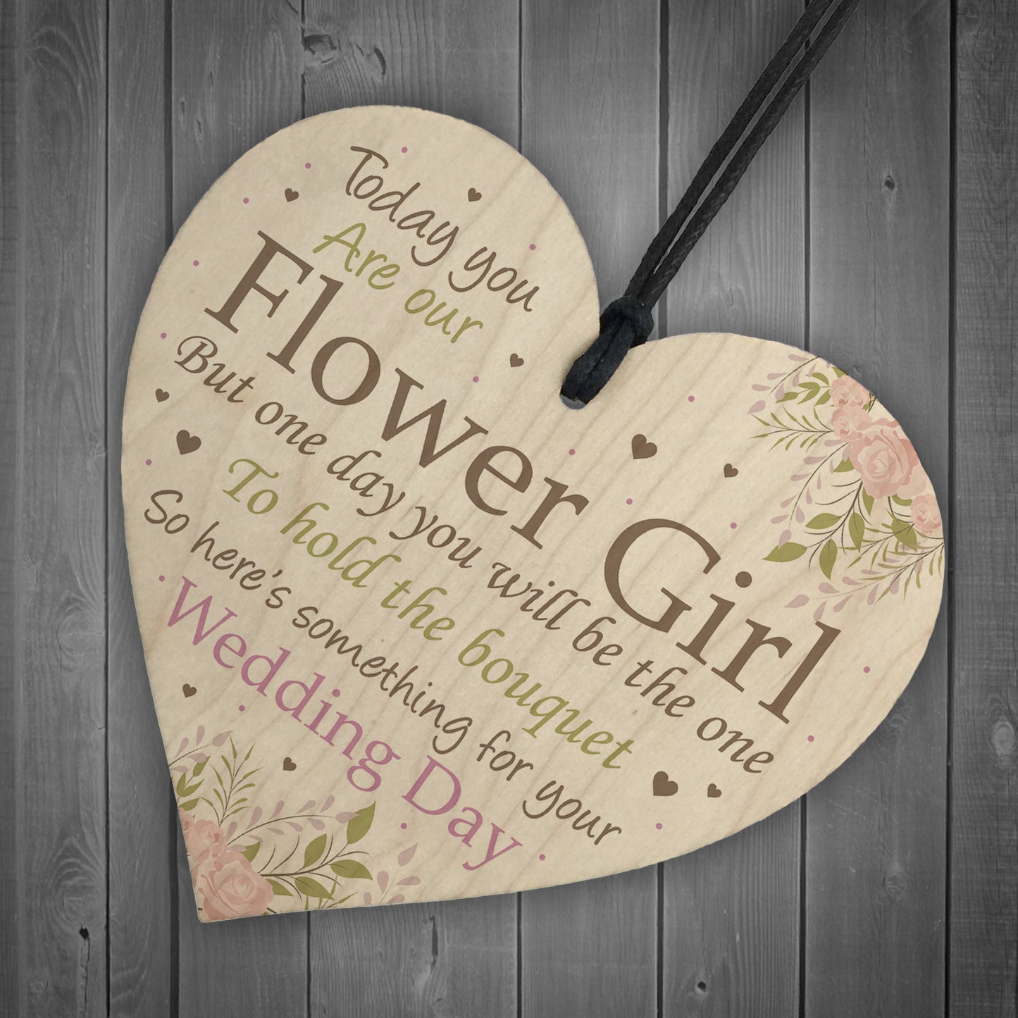 Flower Girl Wedding Gift Thank You Wooden Heart Bouquet Decor