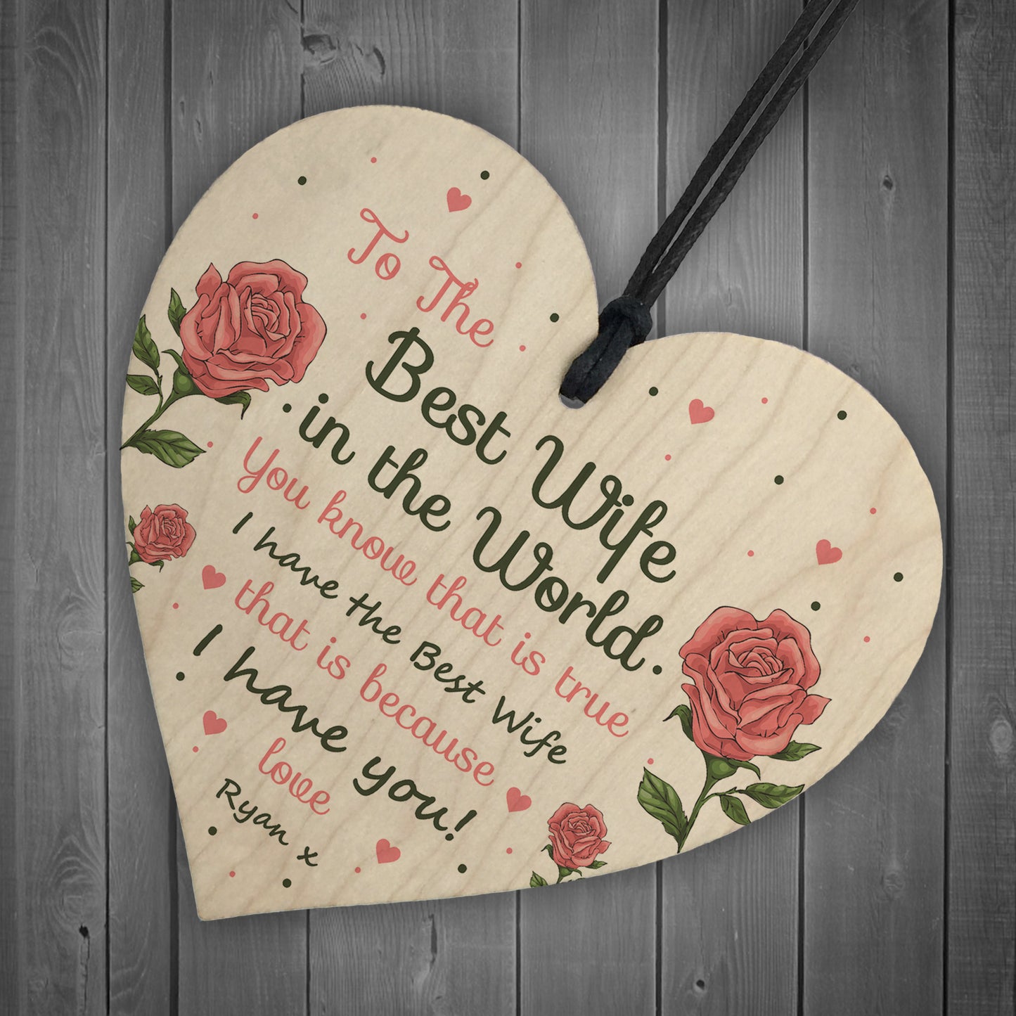 Best Wife Gift Wooden Heart Wife Birthday Christmas Anniversary