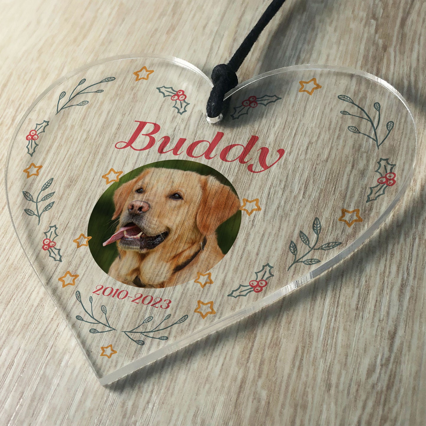 Dog Memorial Bauble Personalised Photo Christmas Tree Decoration