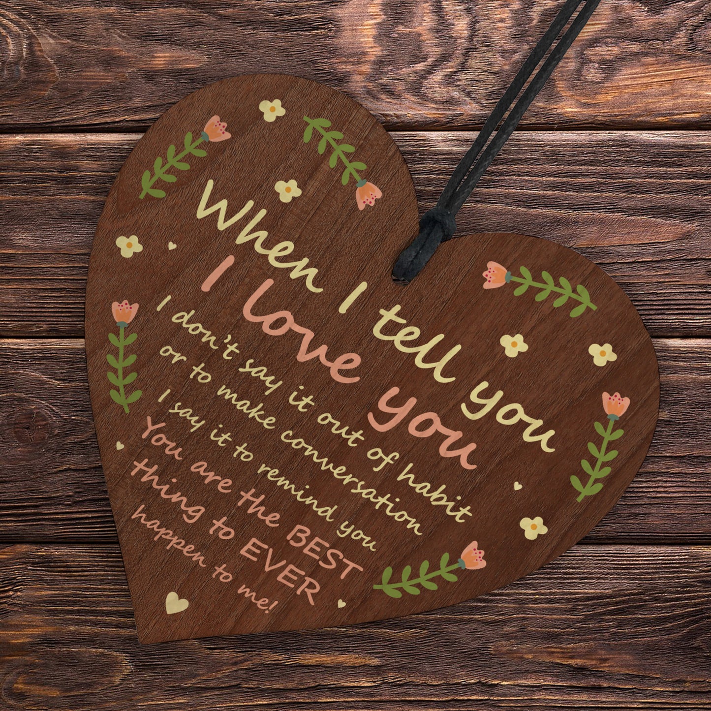 I Love You Gift For Husband Wife Boyfriend Girlfriend Wood Heart