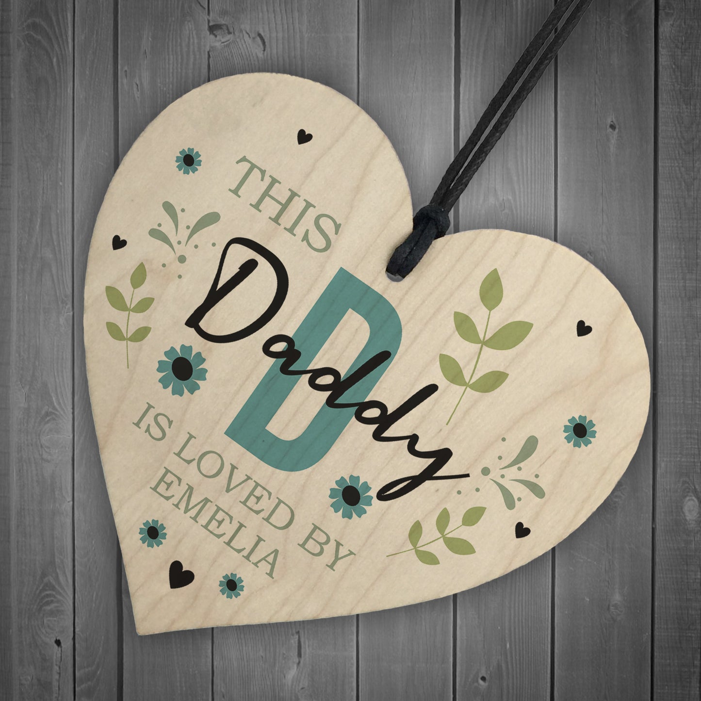Personalised Fathers Day Birthday Gift For Daddy Wood Heart