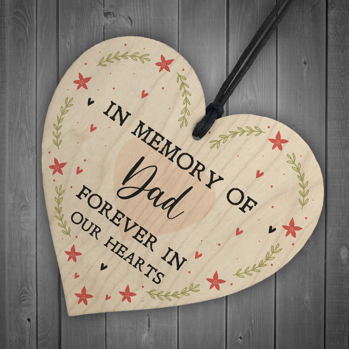 Memorial Plaque Personalised Gift For Mum Dad Wood Heart Xmas