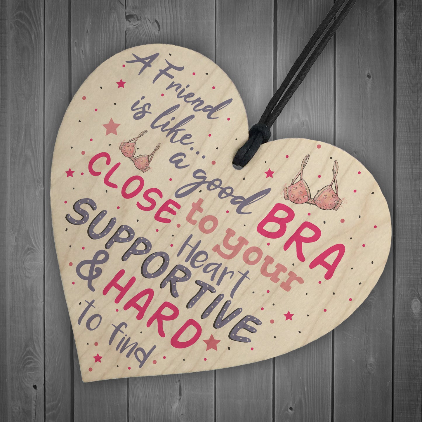 Handmade Friendship Best Friend Gift Wood Heart Thank You Plaque