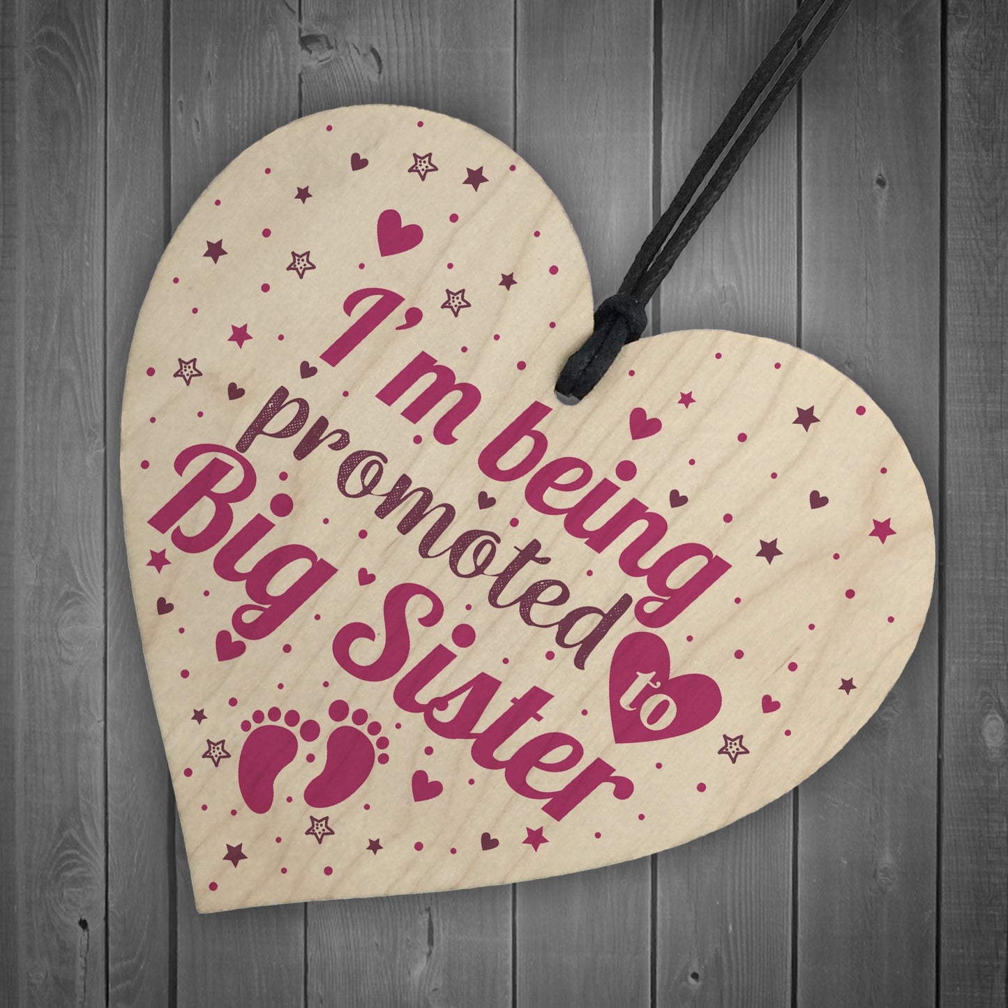 Big Sister Gift From Bump Wood Heart Newborn Baby Christmas