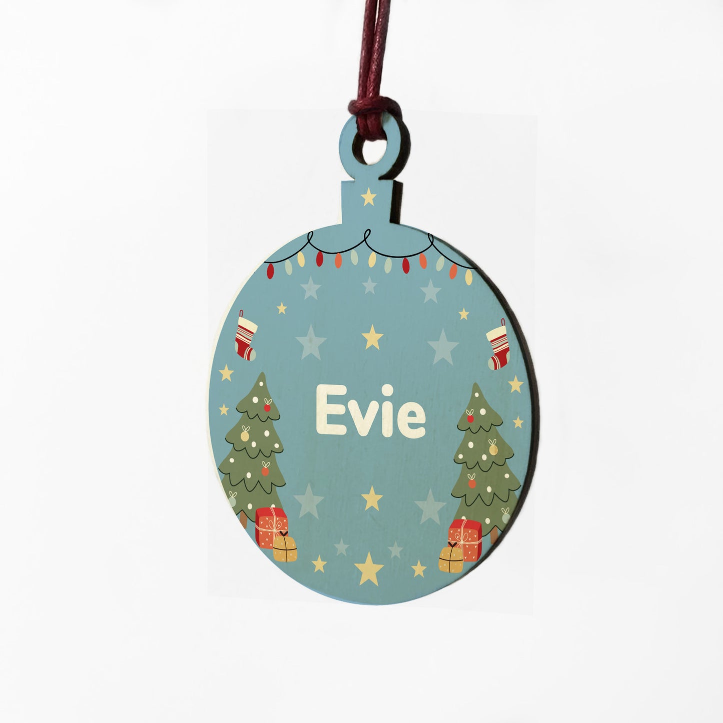 Babys First 1st Christmas Bauble Personalised Wood Decoration