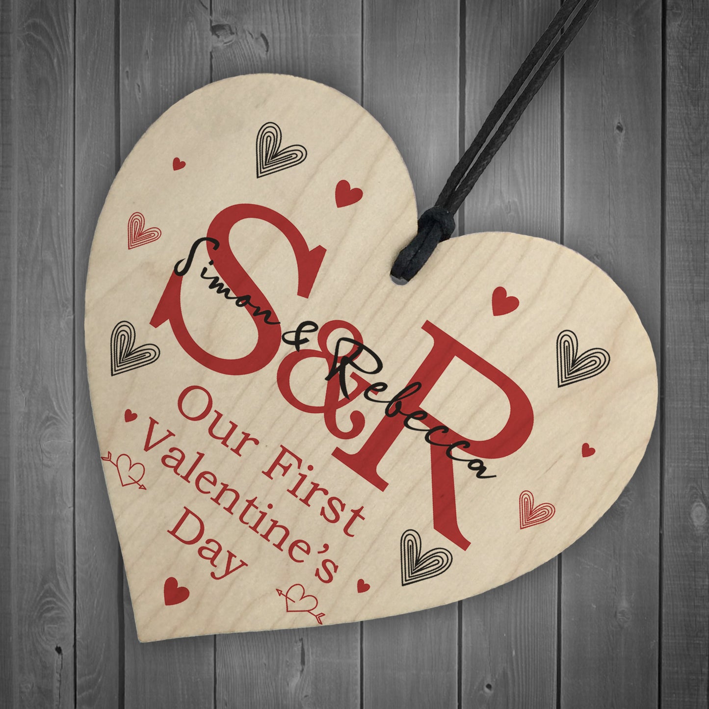 Our First Valentines Day Gift Wood Heart Personalised Boyfriend
