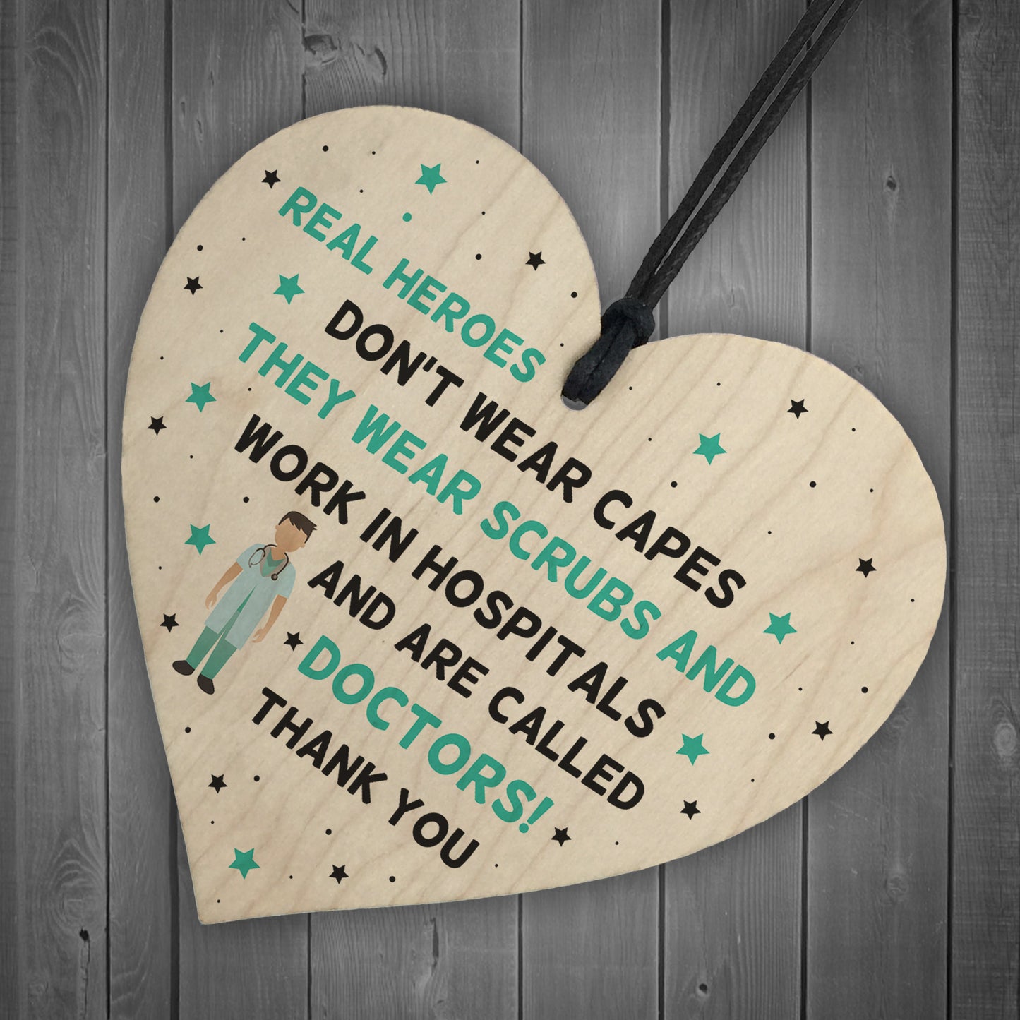 Special Thank You Gift For A Doctor Wooden Heart NHS Hospital