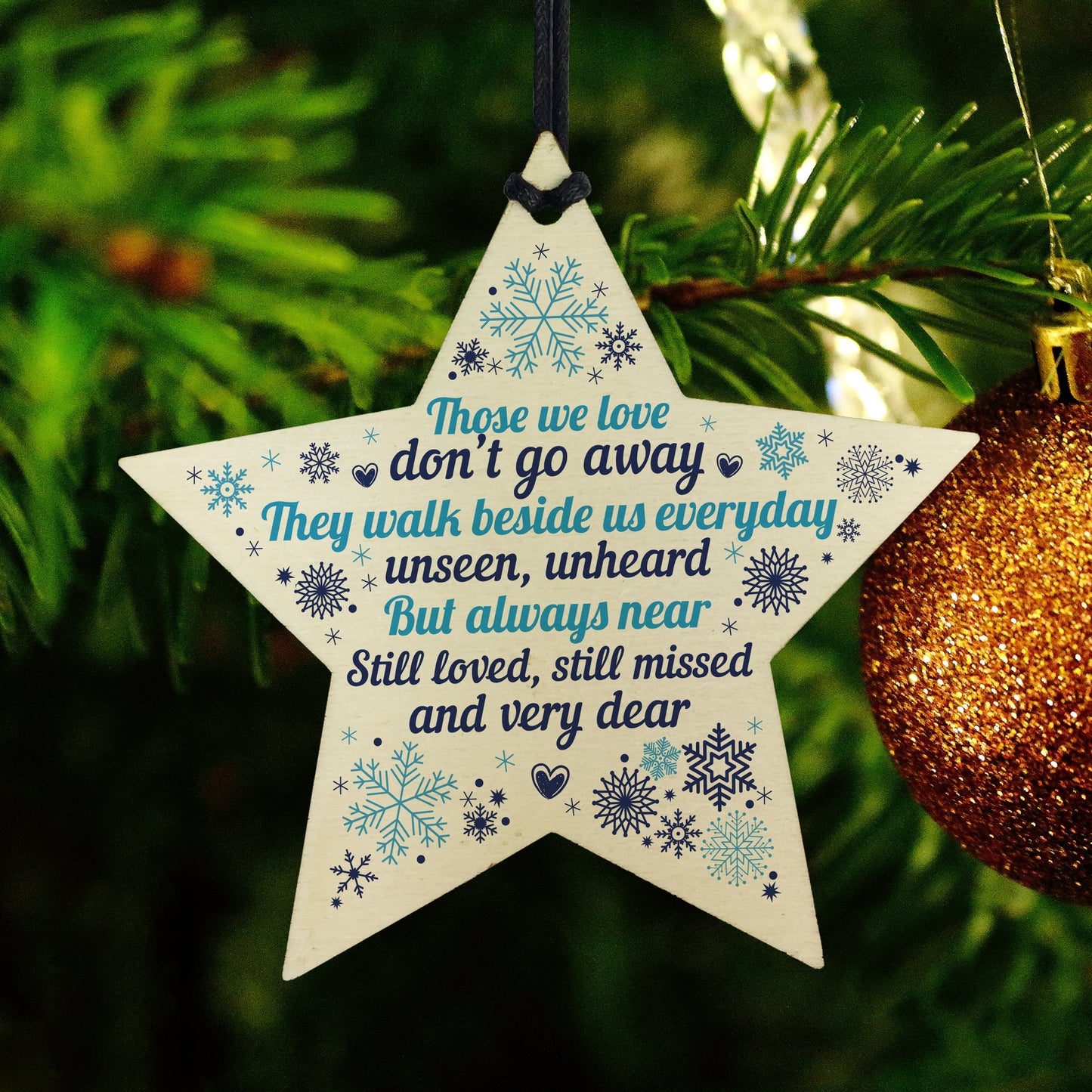 Wood Star Christmas Memorial Tree Decoration Ornament Mum Dad