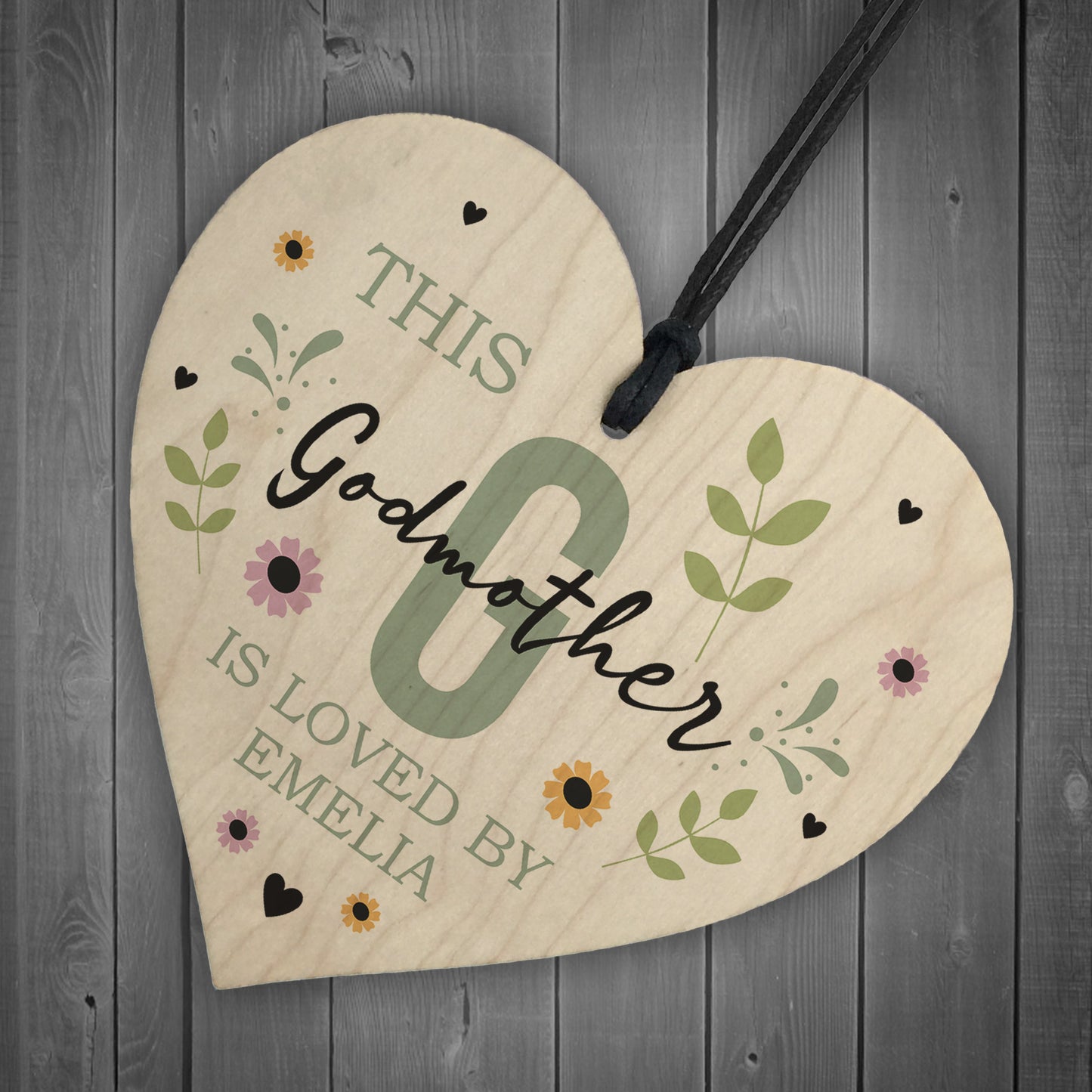 Personalised Mothers Day Birthday Gift For Godmother Wood Heart