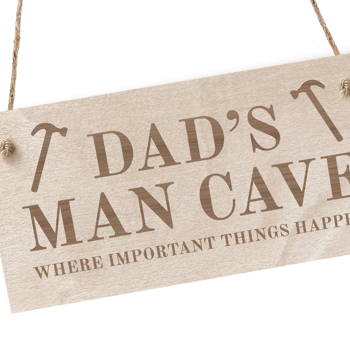 Dads Man Cave Sign Hanging Wood Plaque Gift For Dad Birthday