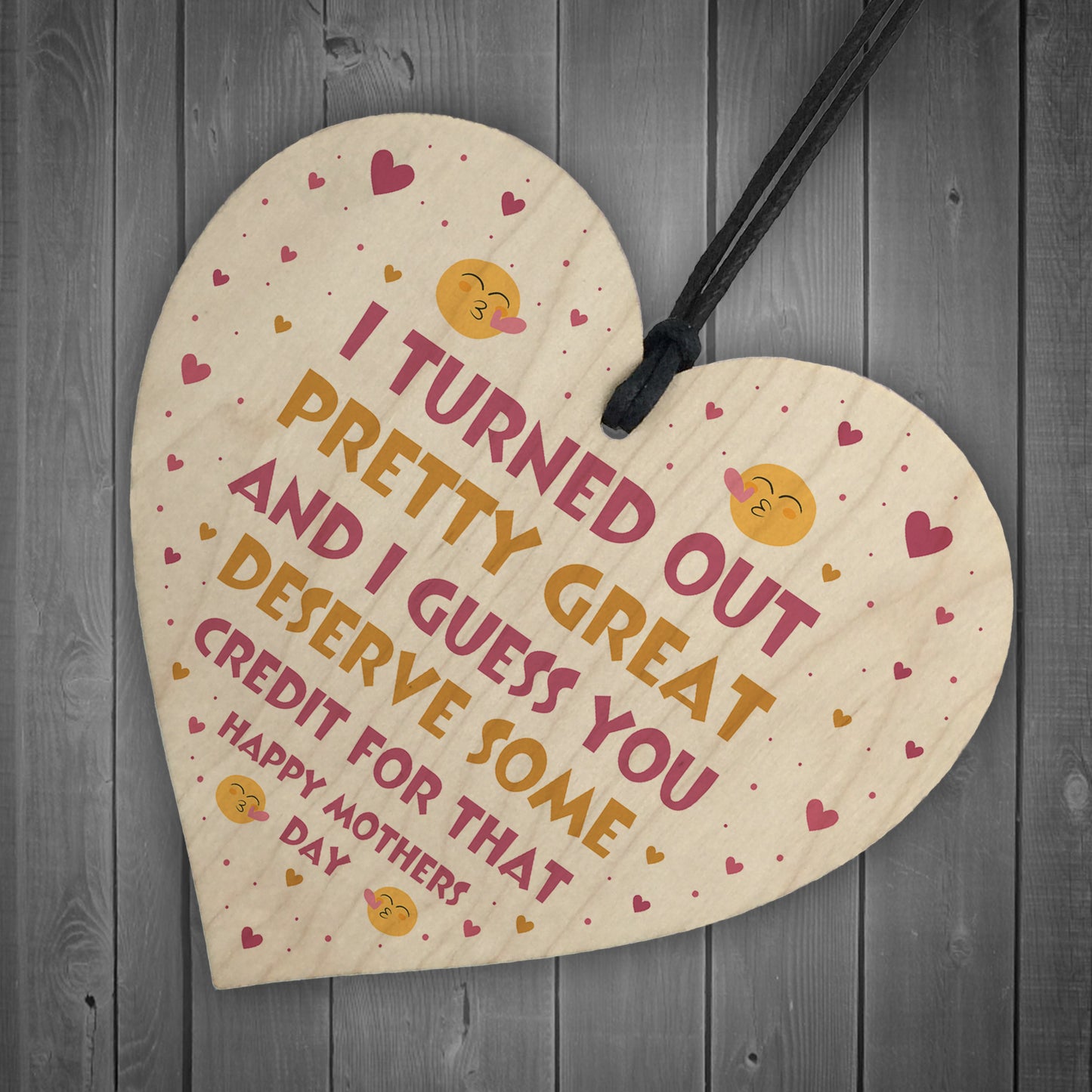 Mothers Day Funny Card And Wooden Heart Gift For Mum