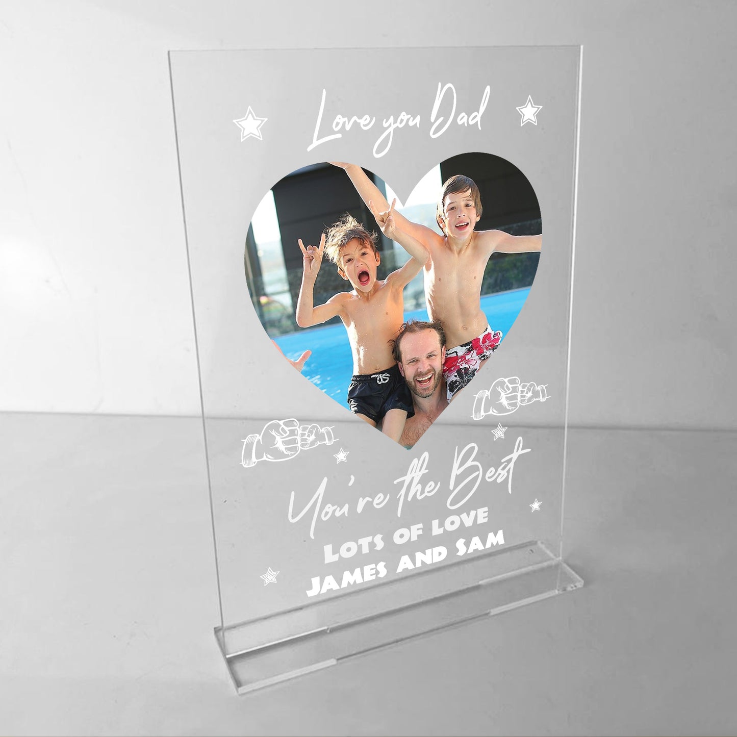 Personalised Fathers Day Dad Daddy Gift Fist Bump Photo Plaque