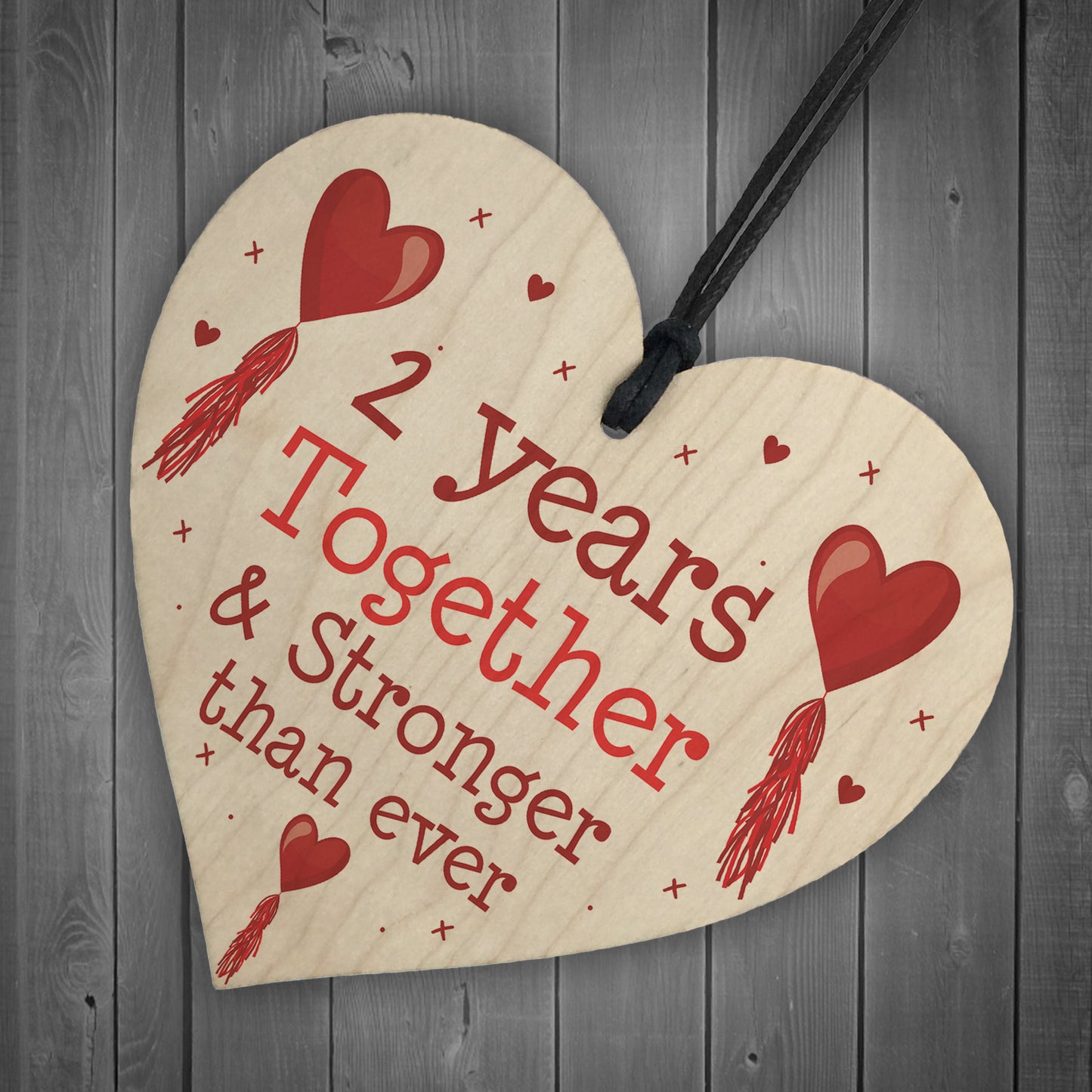 2nd Anniversary Gift Wood Heart Perfect Gift For Husband Wife