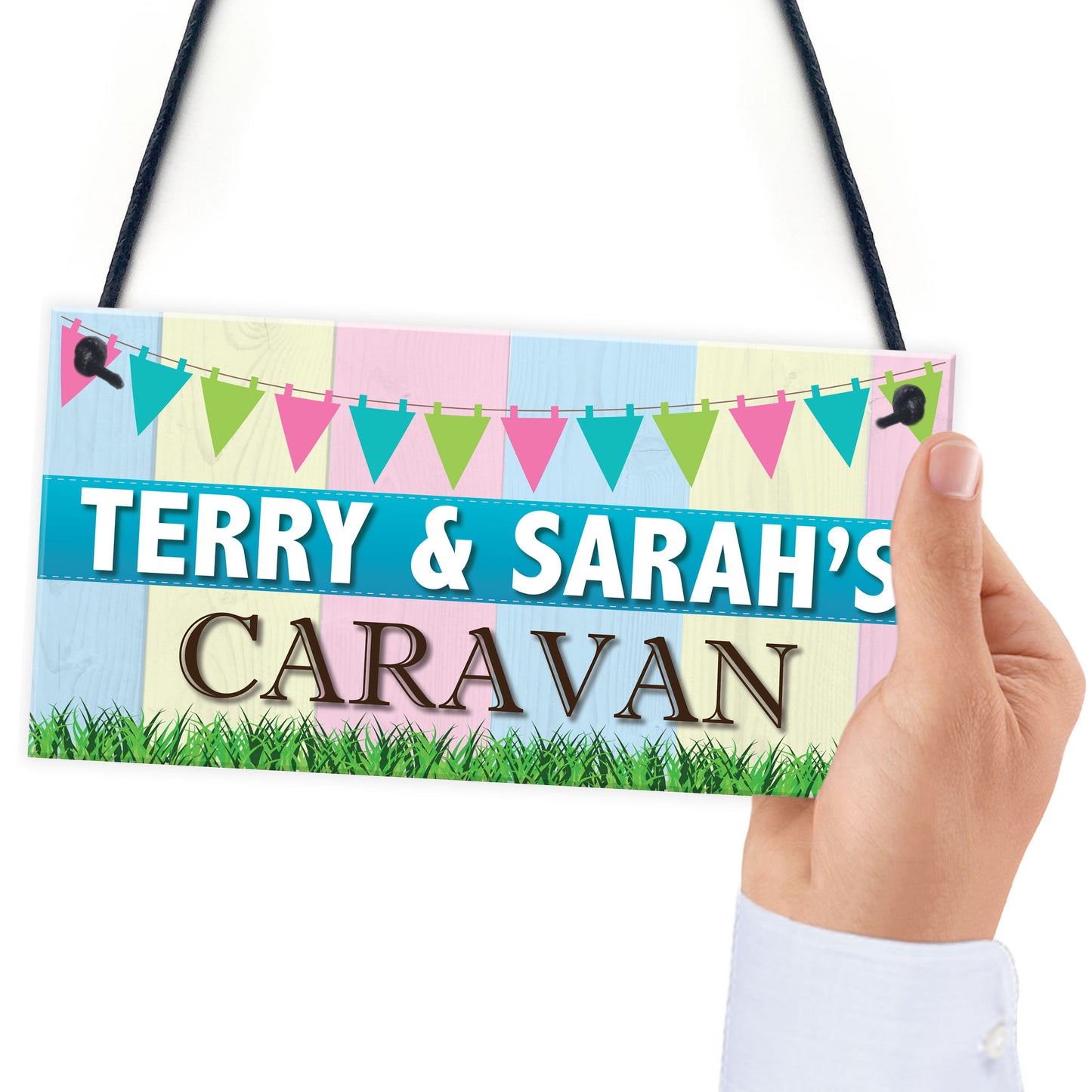 Personalised Caravan Campervan Family Friend Gift Hanging Plaque