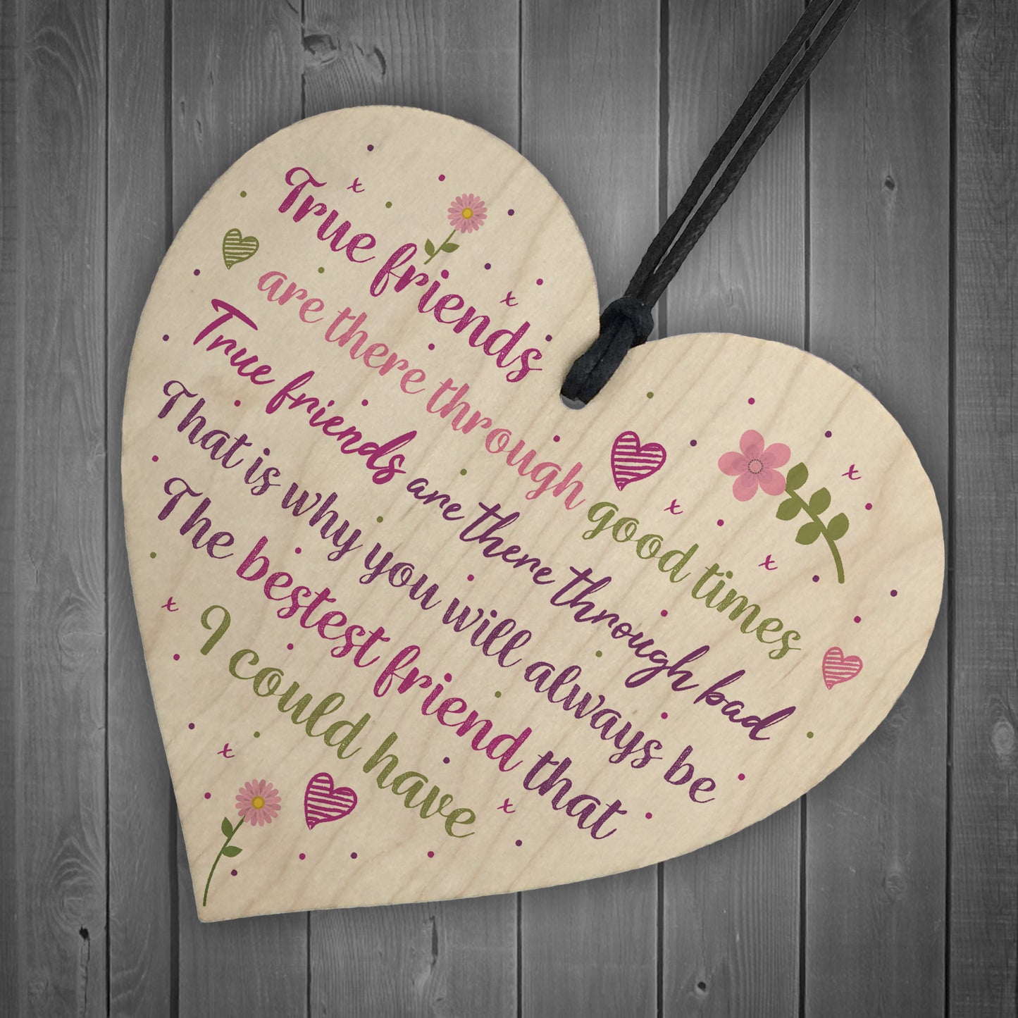 Best Friend Friendship Sign Wood Heart Plaque Birthday Gift