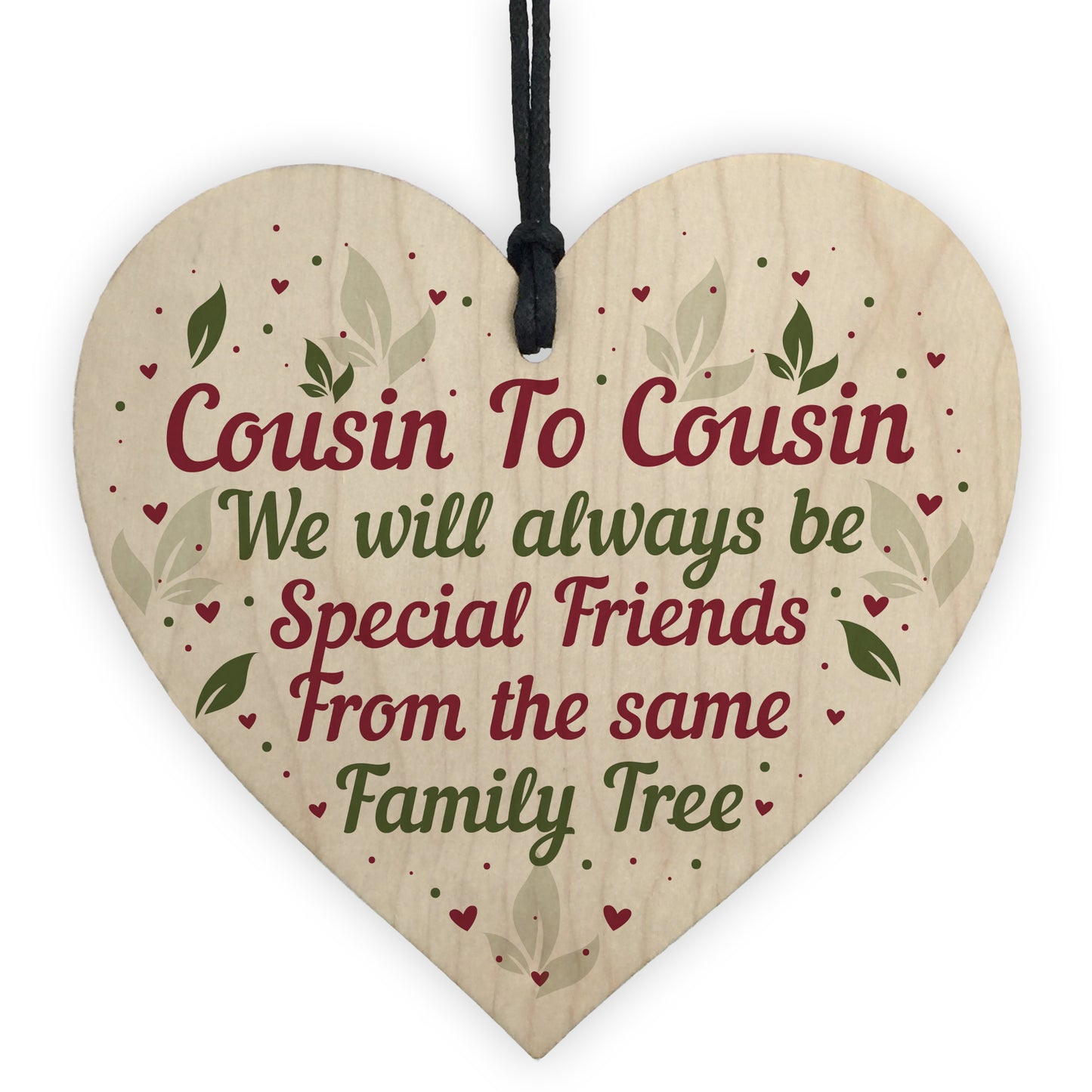 Cousin Gifts 4 Pack Wooden Hanging Heart Keepsakes Christmas