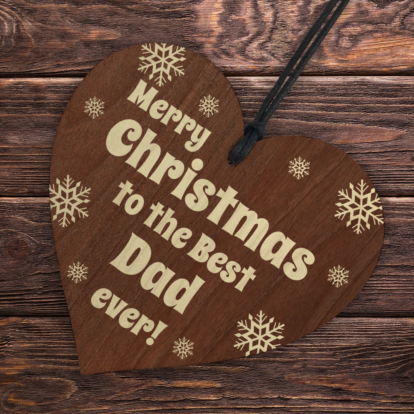 Dad Christmas Wooden Heart Gift From Son and Daughter