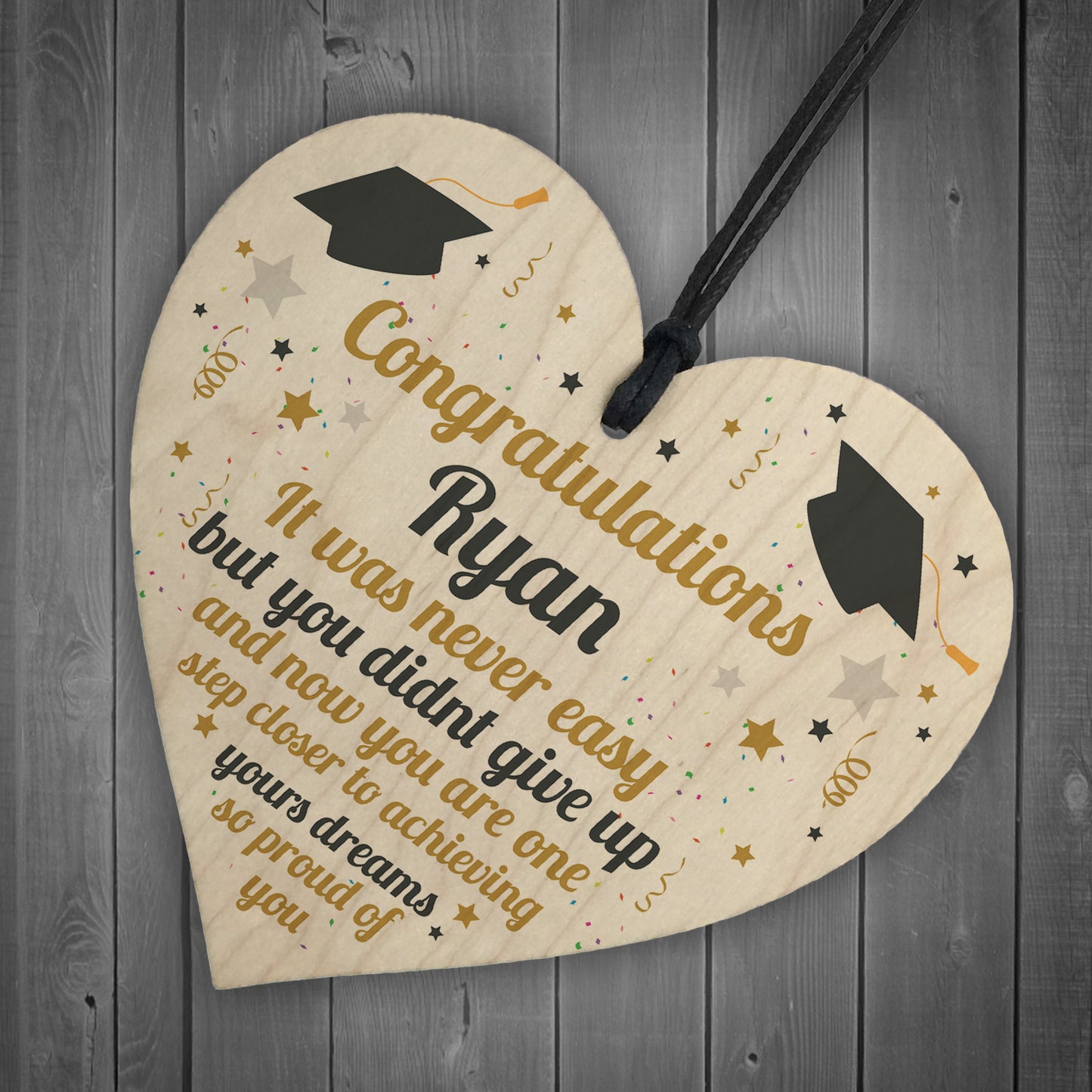 PERSONALISED Congratulations Present Graduation Gift Wood Heart