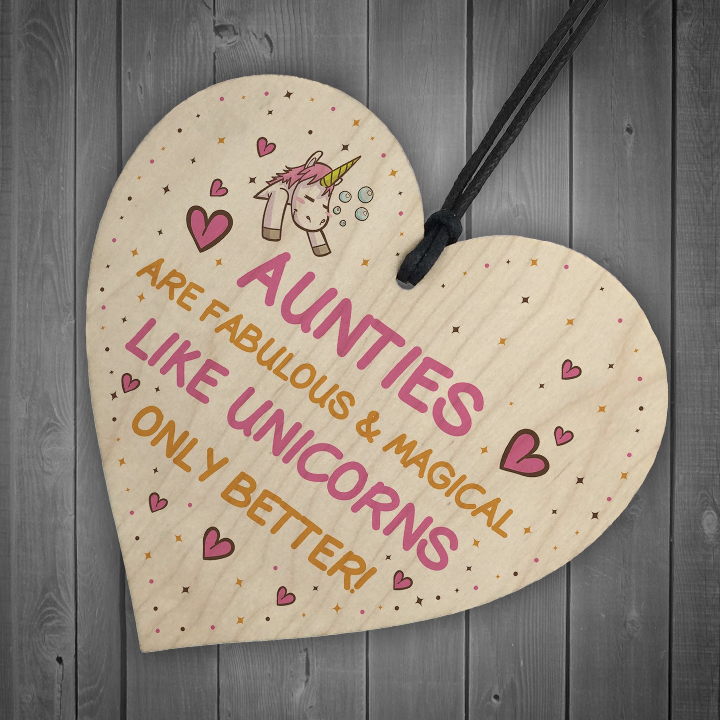 Auntie Plaque Wood Heart Funny Auntie Gift Unicorn Plaque
