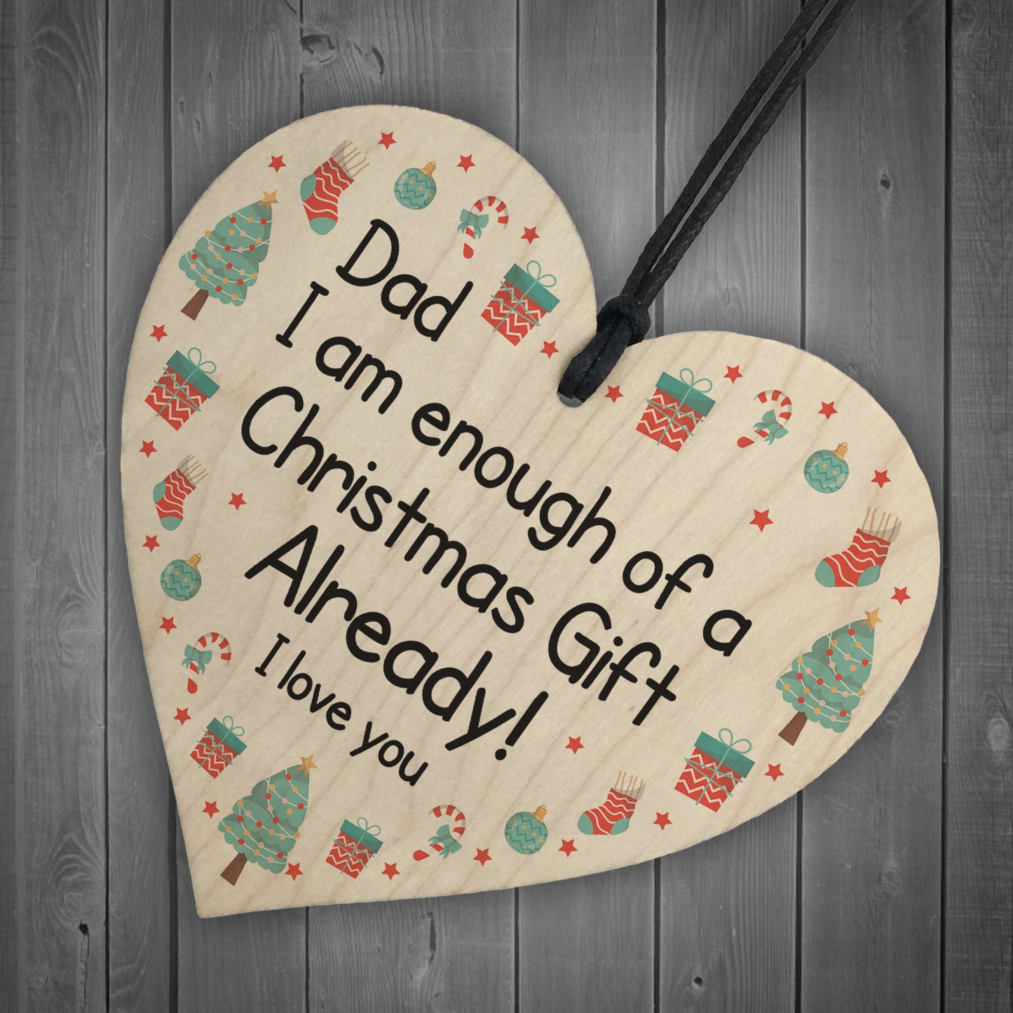 Funny Dad Christmas Gift From Daughter Son Novelty Wood Heart