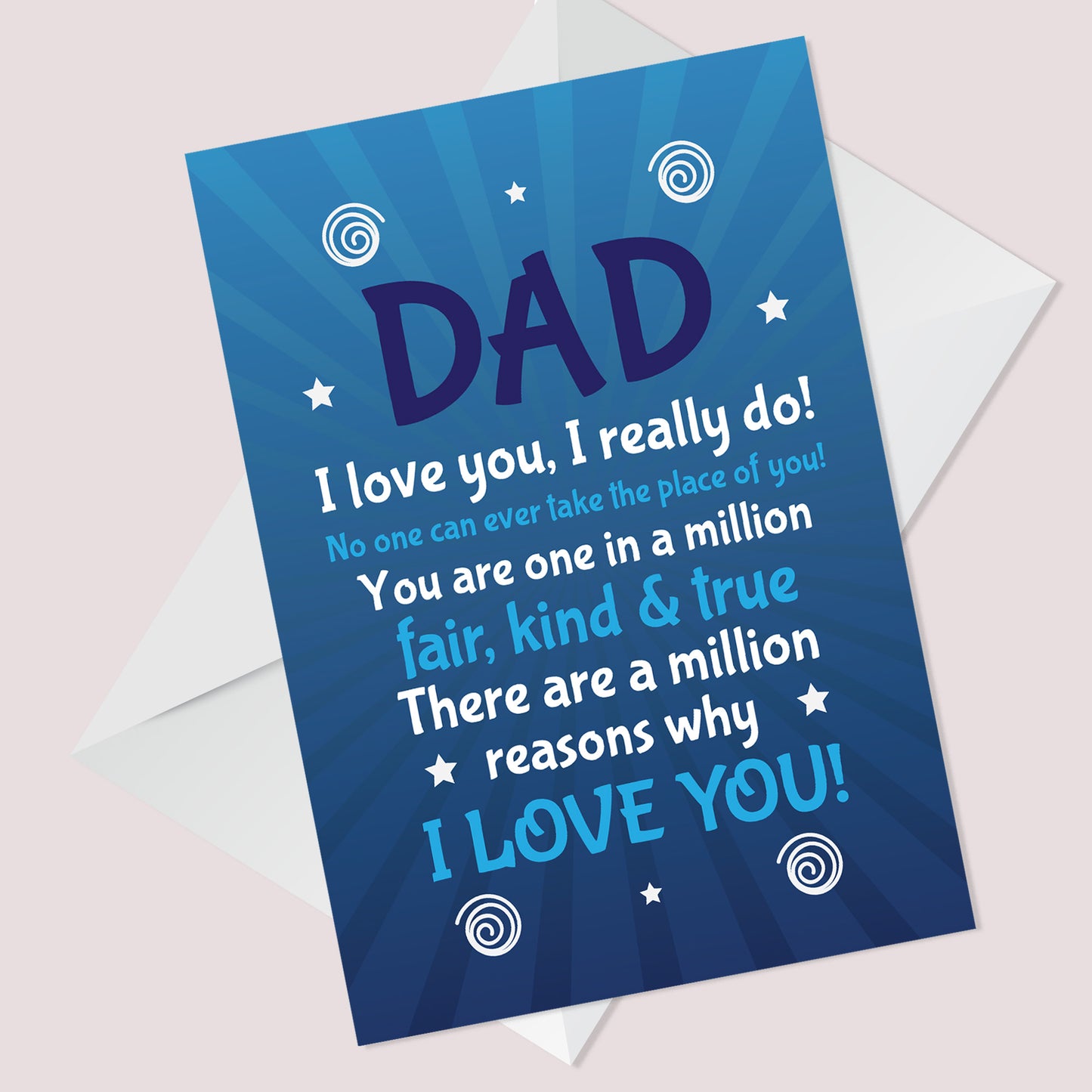 Dad Card For Birthday Fathers Day Card I LOVE YOU Card
