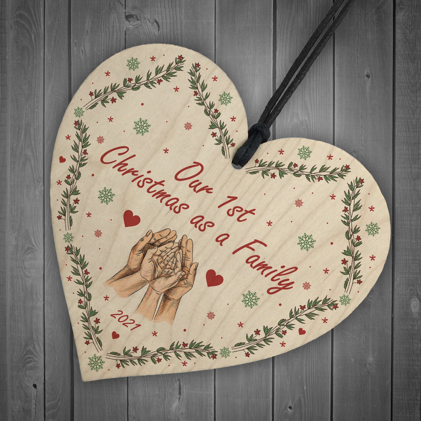 Personalised 1st Christmas As A Family Hanging Heart Family Gift